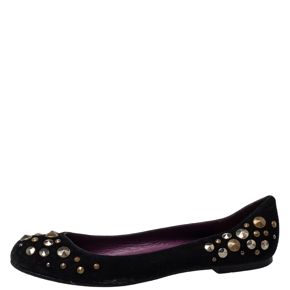 

Marc Jacobs Black Suede Studded Ballet Flats Size