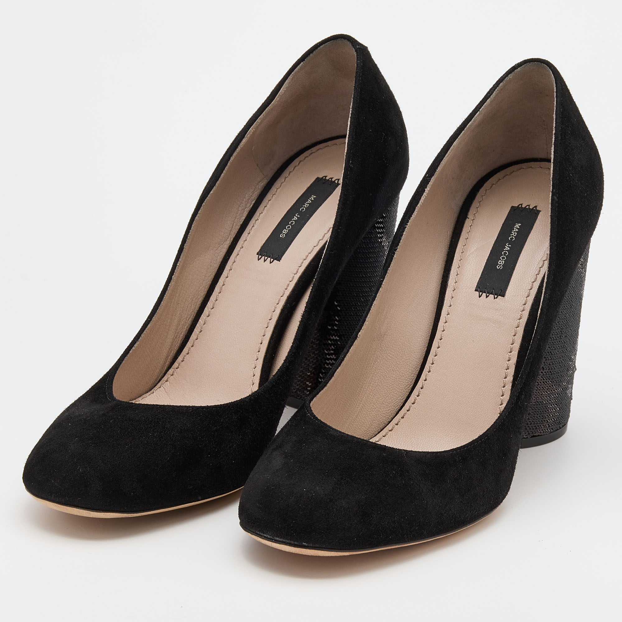 

Marc Jacobs Black Suede Block Heel Pumps Size