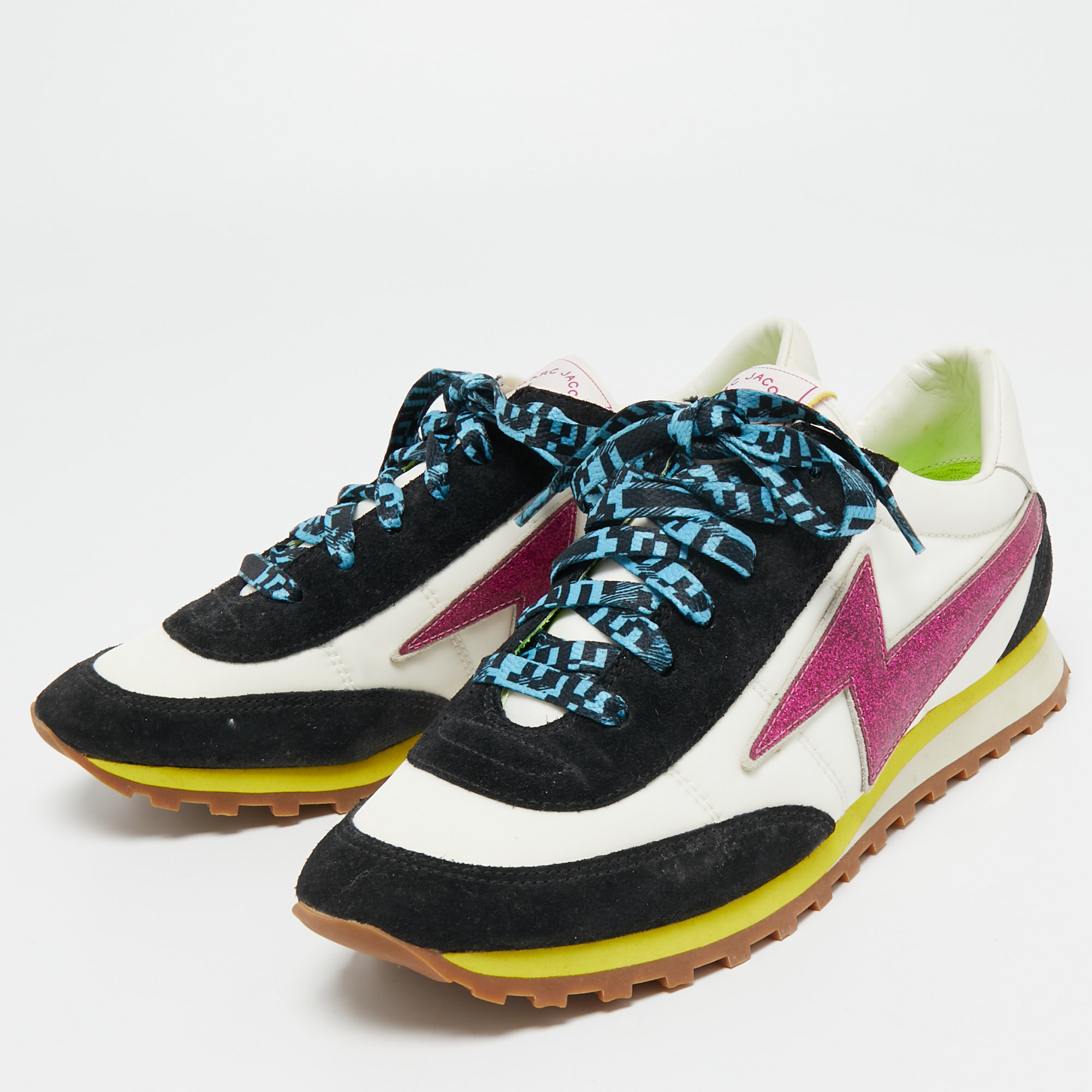 

Marc Jacobs Multicolor Fabric And Suede Lightning Bolt Platform Sneakers Size
