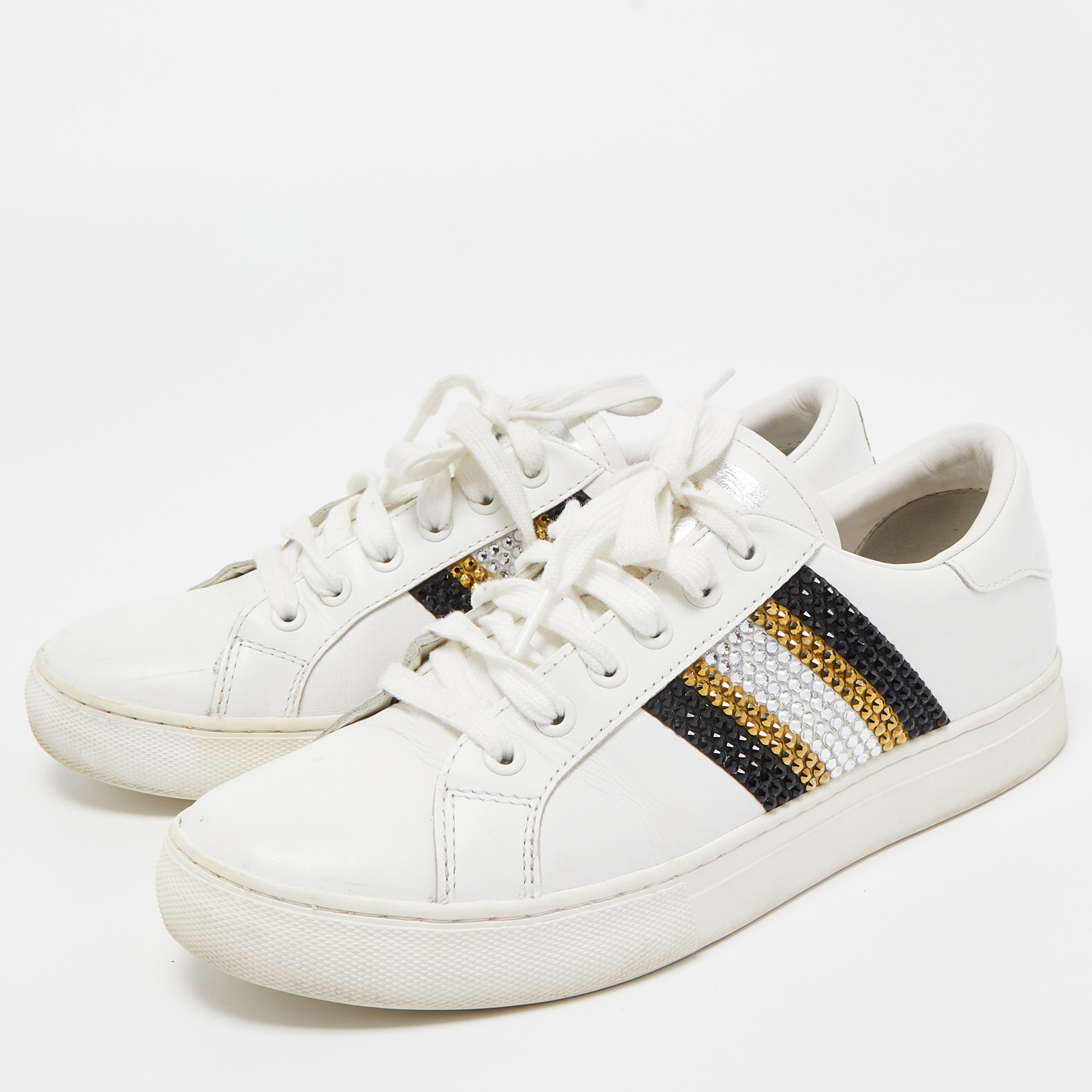 

Marc Jacobs White Leather Crystal Embellished Empire Sneakers Size
