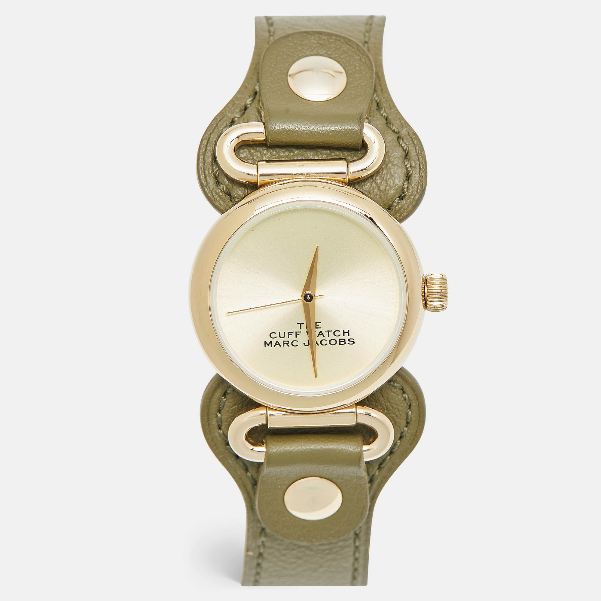 

Marc Jacobs Champagne Gold PVD Coated Stainless Steel Leather The Cuff Watch MJO120179289 Women's Wristwatch, Green