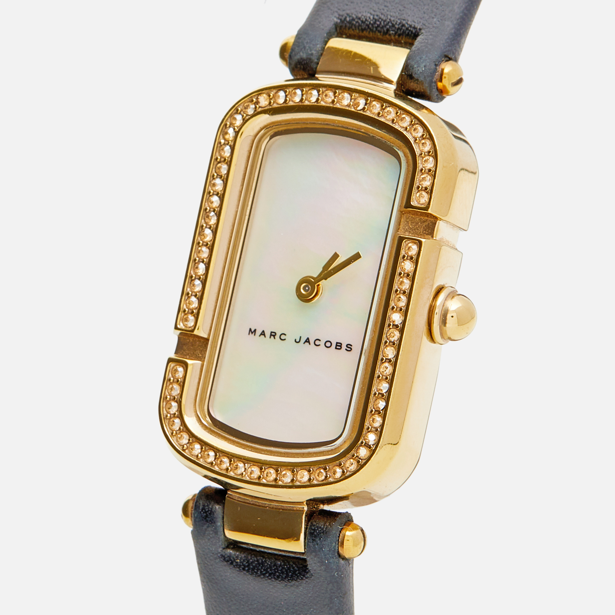 

Marc By Marc Jacobs Mother Of Pearl Gold Plated Stainless Steel Leather The Jacobs MJ1495 Women's Wristwatch, Black