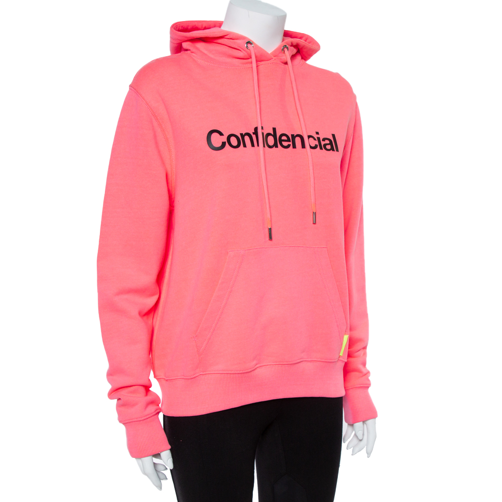 

Marcelo Burlon Neon Pink Cotton Confidencial Hooded Sweatshirt