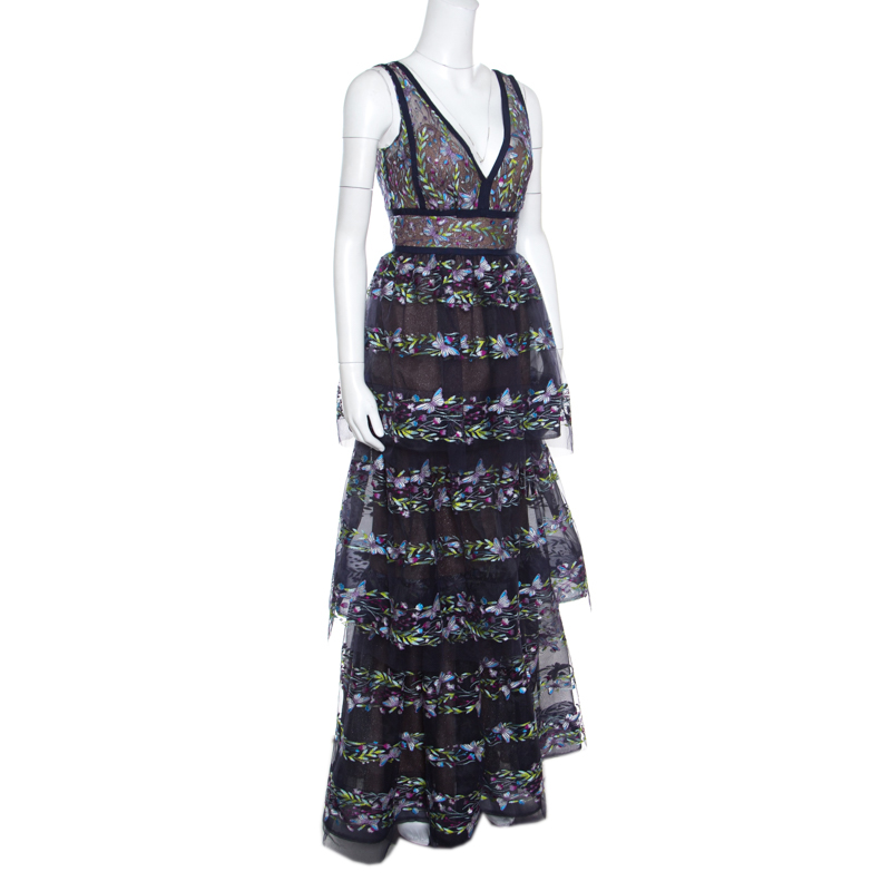 marchesa notte black butterfly tea dress