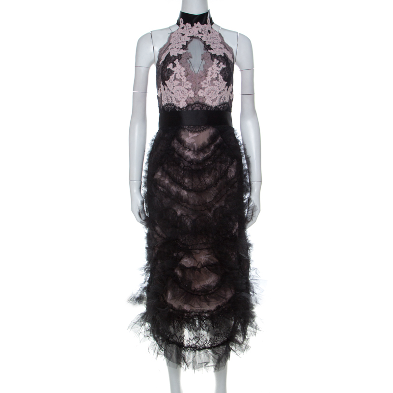 black ruffle cocktail dress