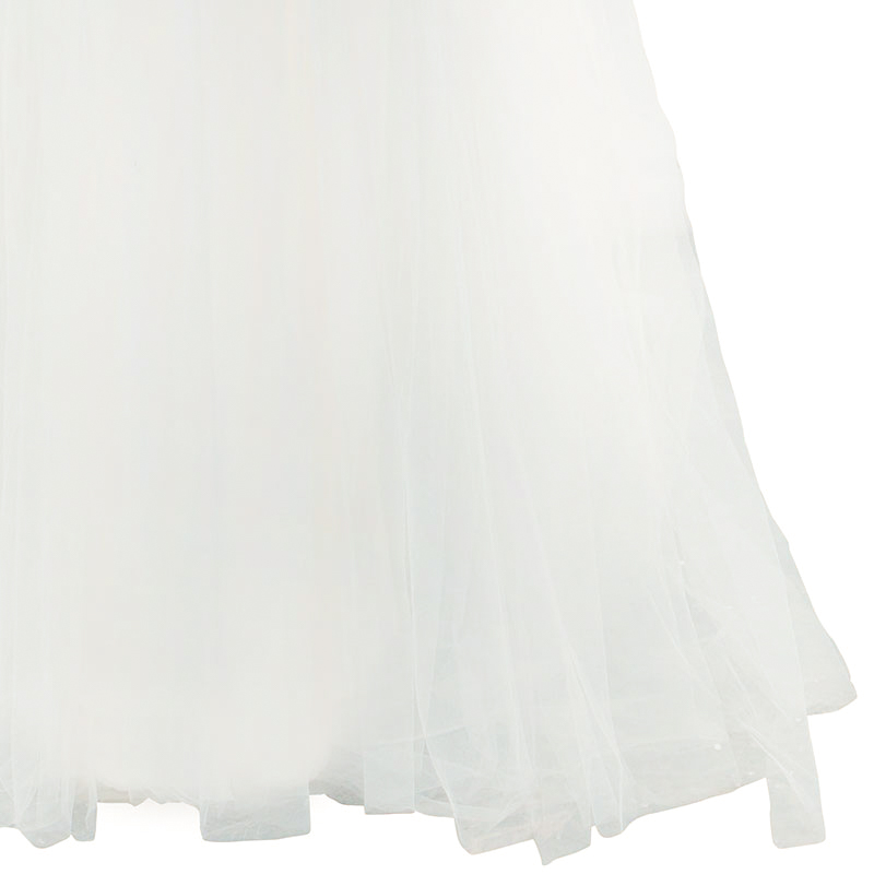 Pre-owned Marchesa Ruffle Embellished Wedding Dress Xs In White