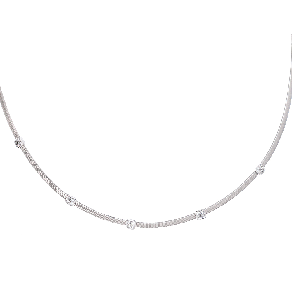 

Marco Bicego Masai Diamond 18K White Gold Five Station Necklace