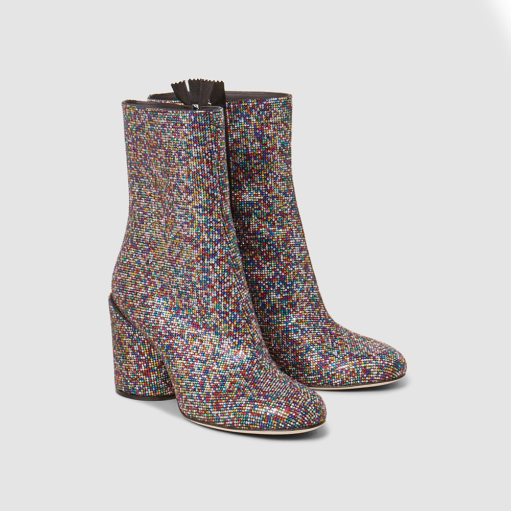 

Marco de Vincenzo Multicoloured Crystal-Embellished Leather Ankle Boots IT, Multicolor