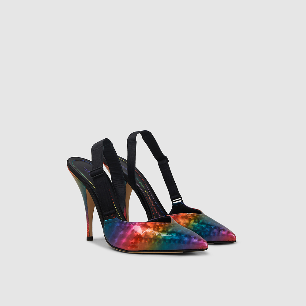 

Marco de Vincenzo Multicoloured Hologram Slingback High Heel Pumps IT, Multicolor