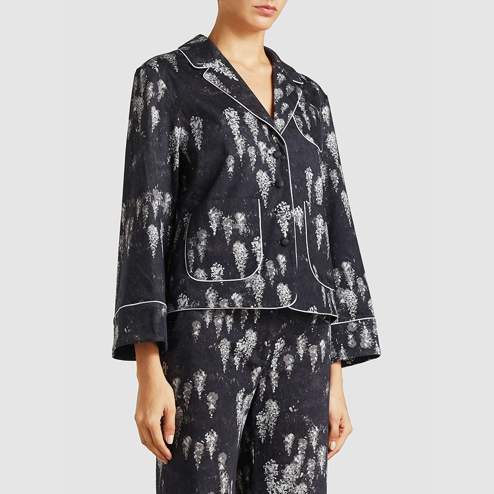 

Marina Moscone Black Printed Stretch-Cotton Pyjama Top Size US 12