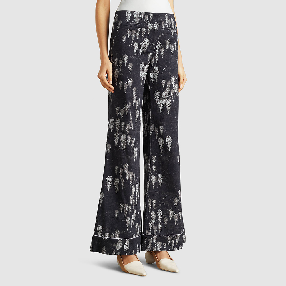 

Marina Moscone Black Printed Stretch-Cotton Pyjama Trousers Size US 4