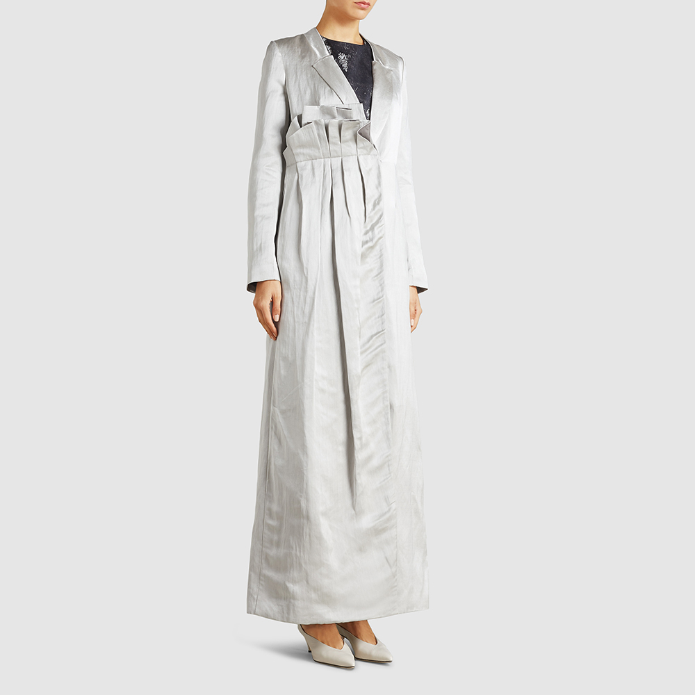 

Marina Moscone Metallic Pleated Metallic Silk Coat Dress Size US 4