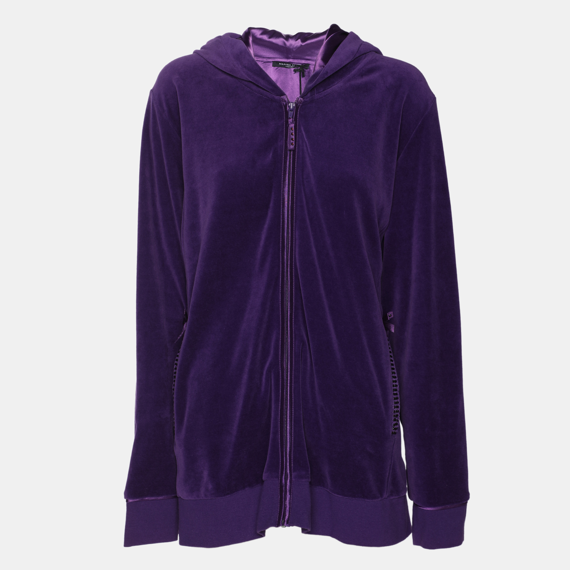 Pre-owned Marina Rinaldi Marina Sport By  Purple Jersey Hoodie Jacket Xl