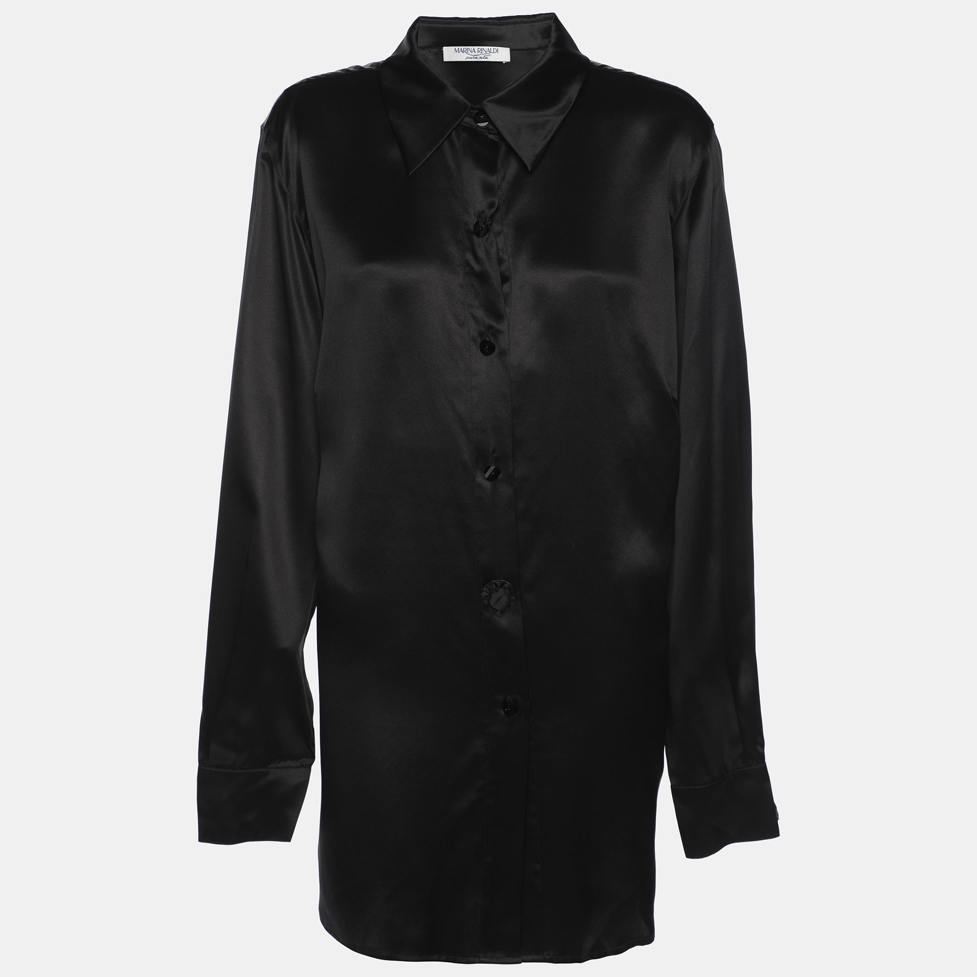 

Marina Rinaldi Black Silk Long Sleeve Shirt L