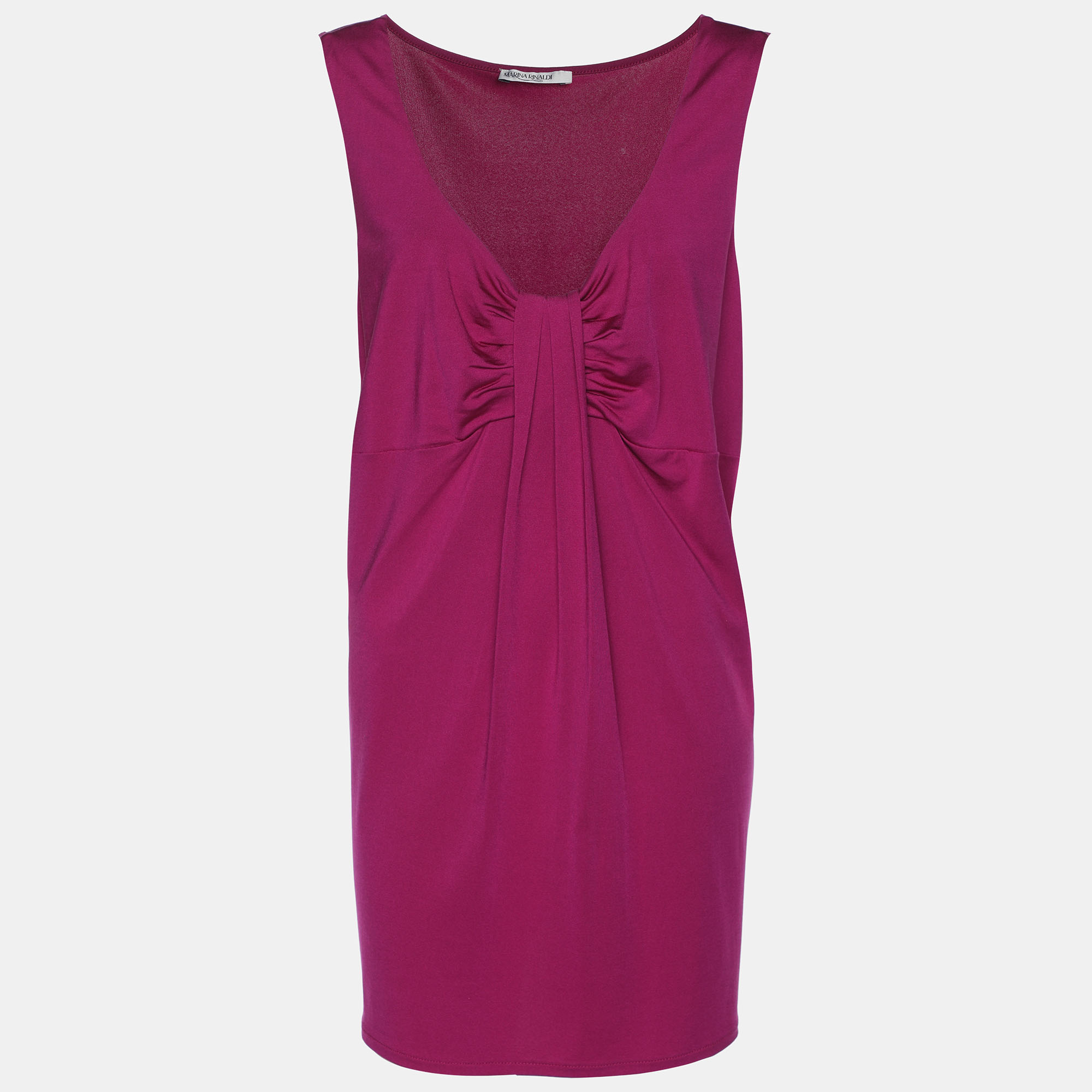 

Marina Rinaldi Purple Jersey Gathered Front Top L