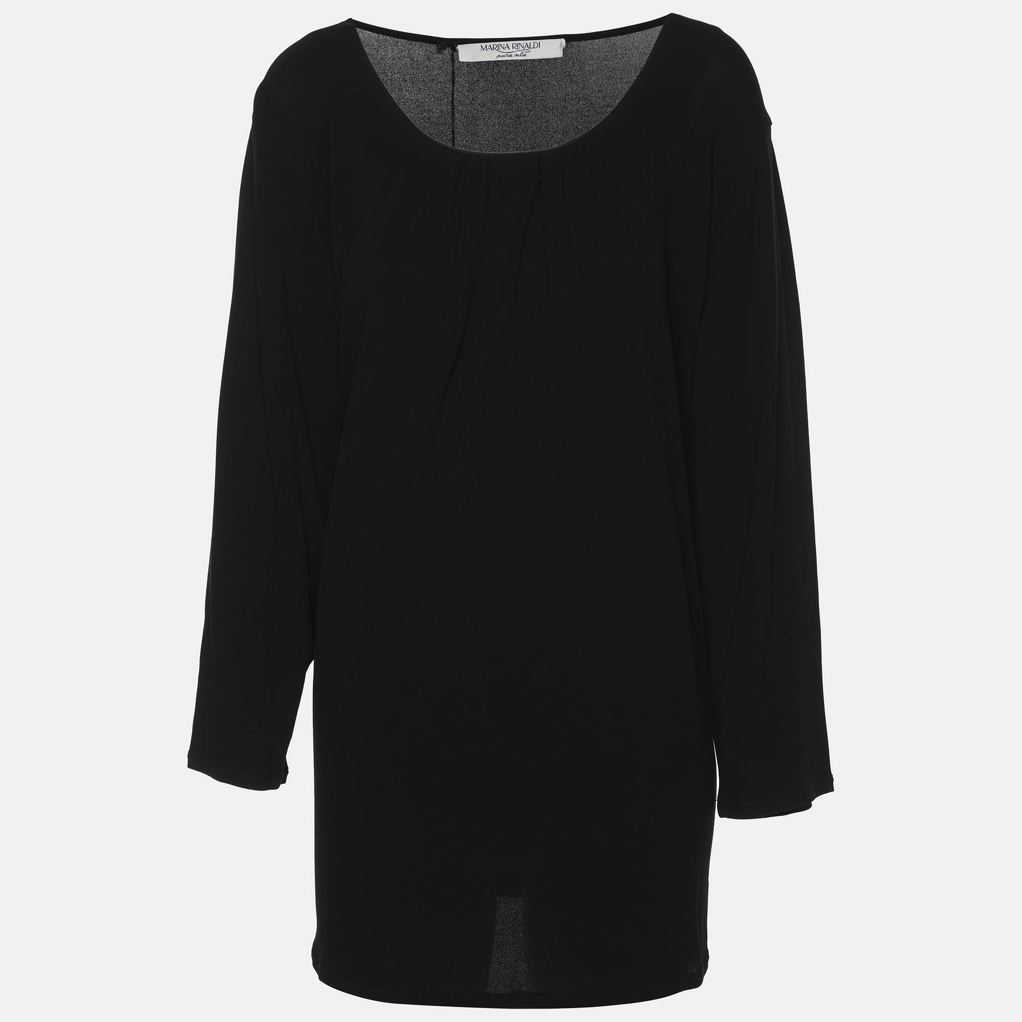Pre-owned Marina Rinaldi Black Jersey Full Sleeve Top L