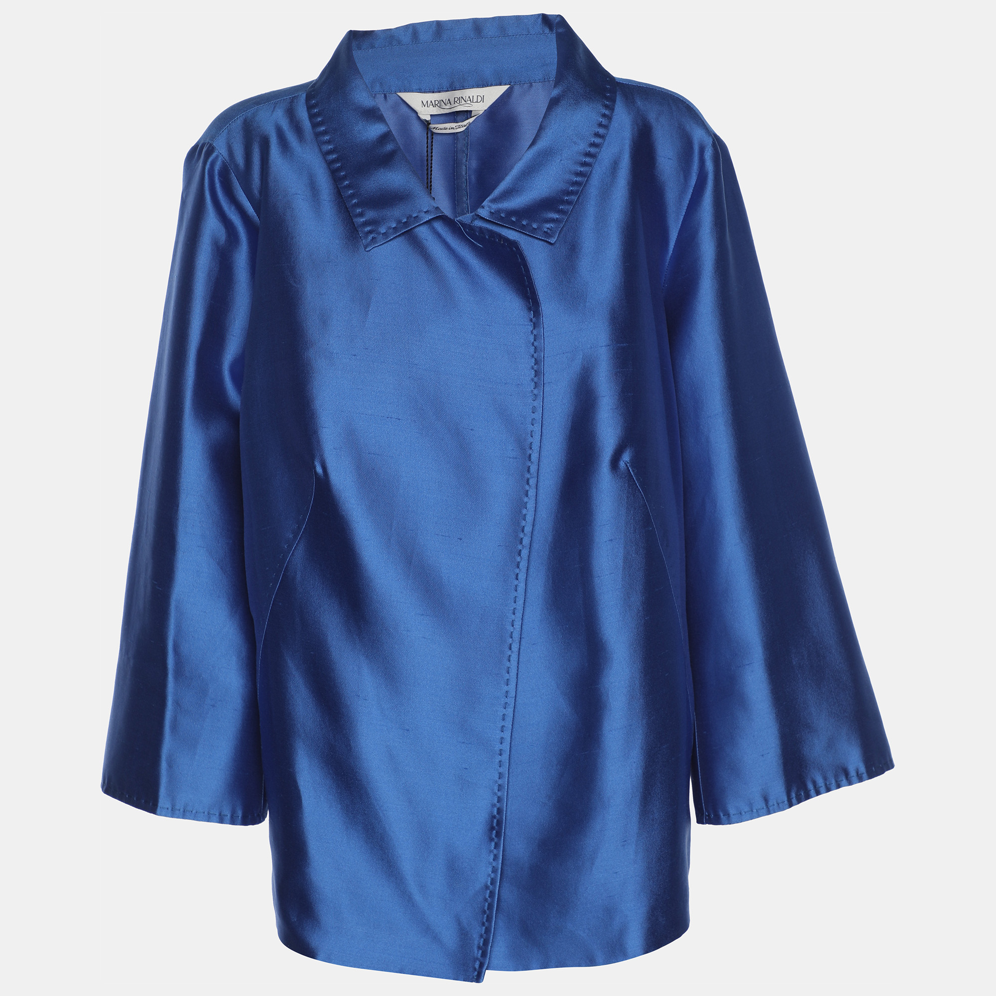 Pre-owned Marina Rinaldi Blue Silk Blend Blazer L
