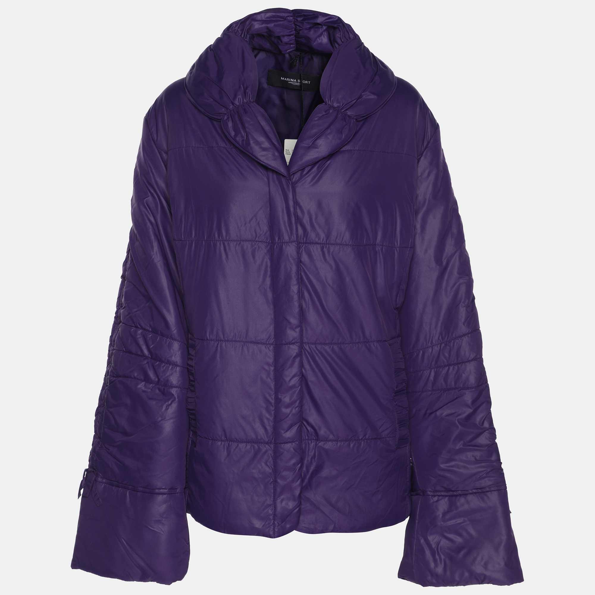 Pre-owned Marina Rinaldi Marina Sport By  Purple Quilted Nylon Open Neck Jacket L