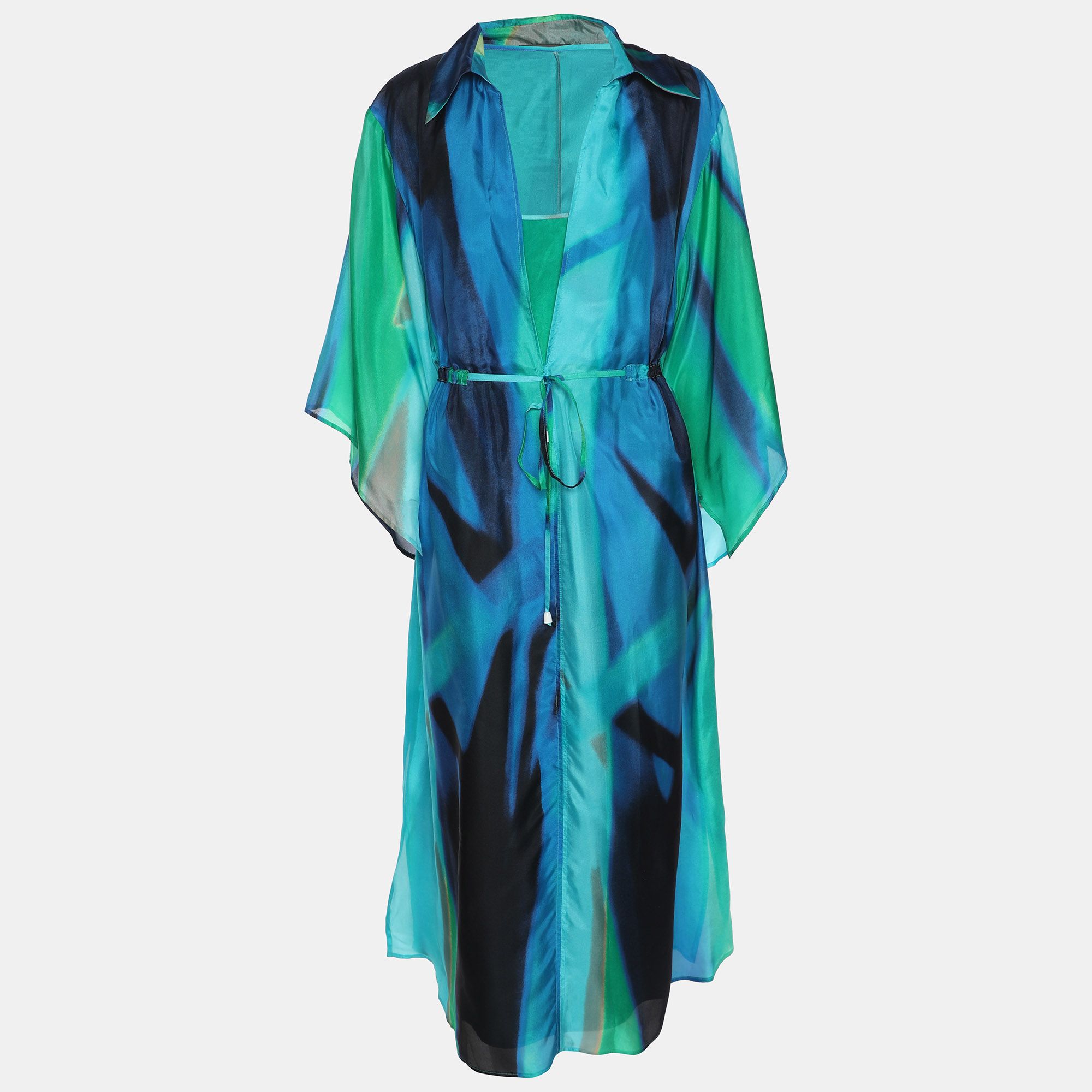 

Marina Rinaldi Multicolor Chiffon Painterly Drawstring Kaftan L
