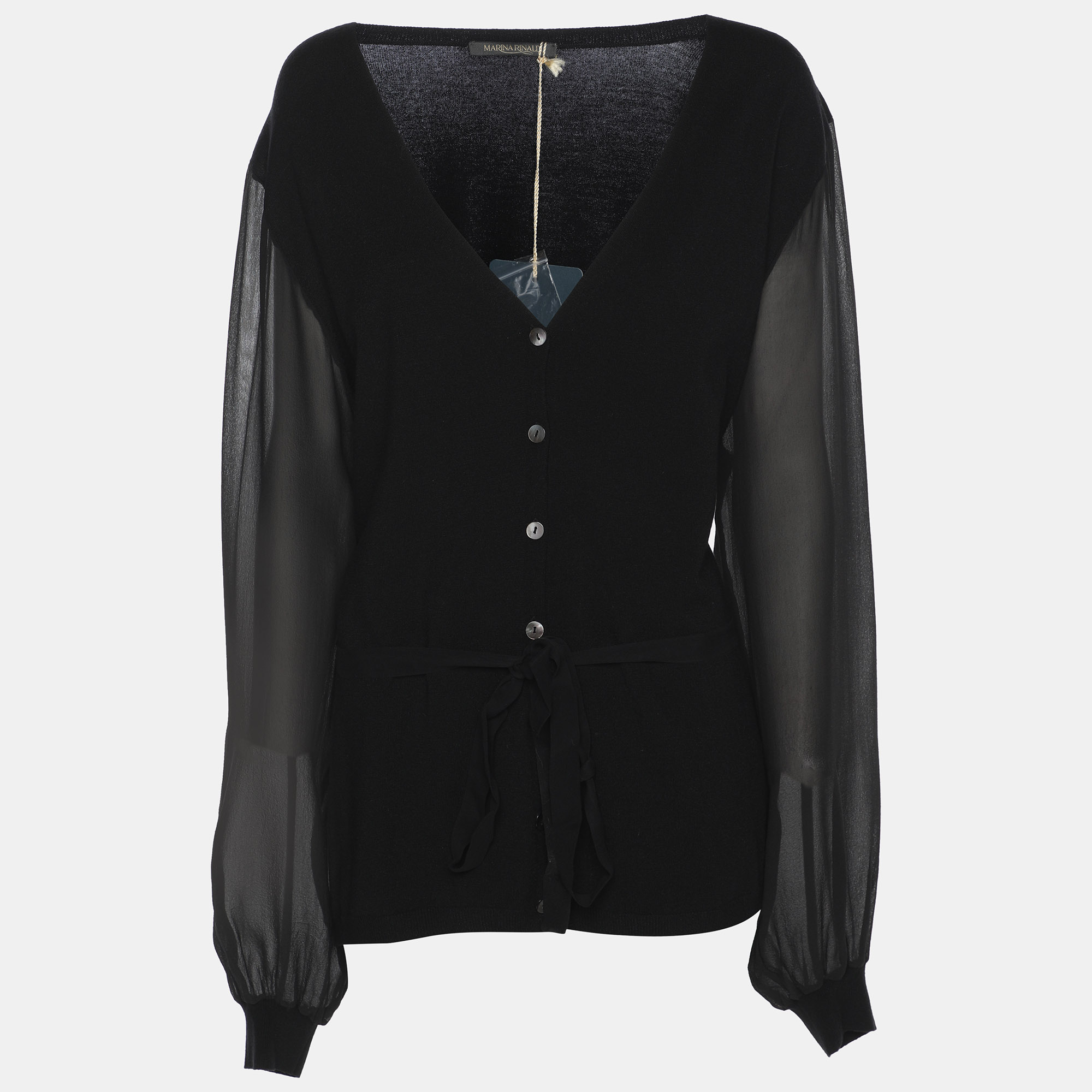 

Marina Rinaldi Black Stretch Knit Belted Sweatshirt