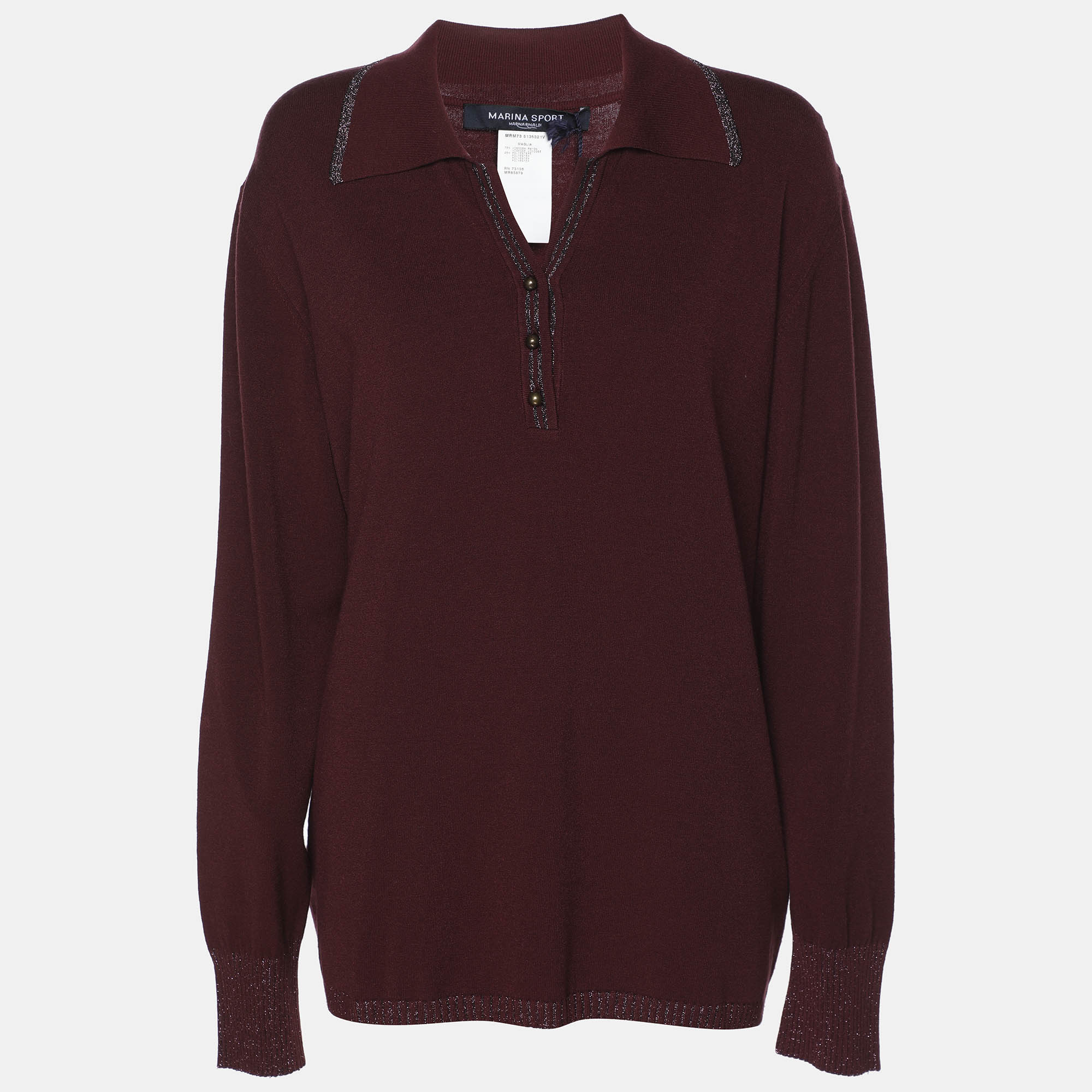 

Marina Sport by Marina Rinaldi Burgundy Jersey Sweatshirt L