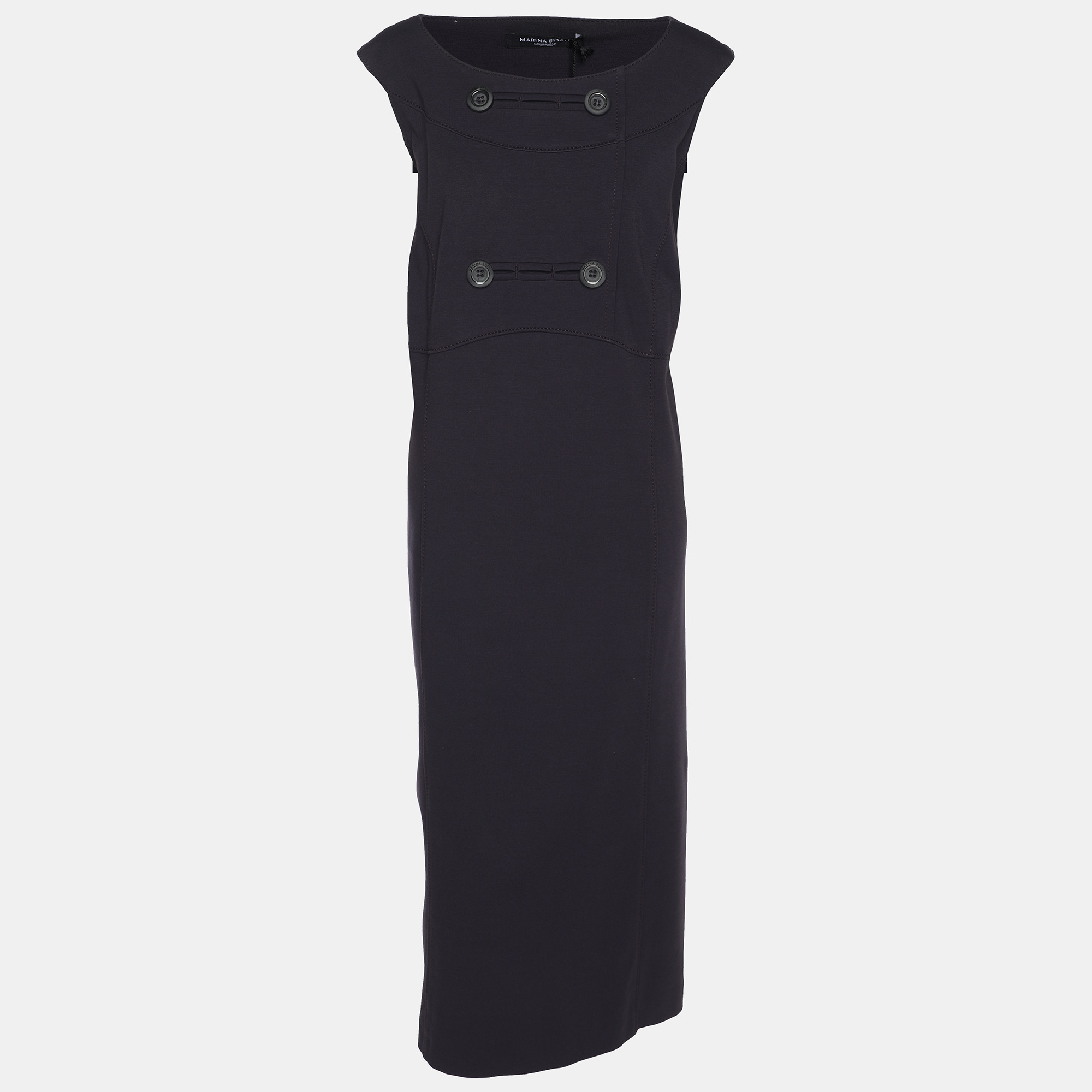 Pre-owned Marina Rinaldi Marina Sport By Navy Blue Jersey Sleeveless Dress L