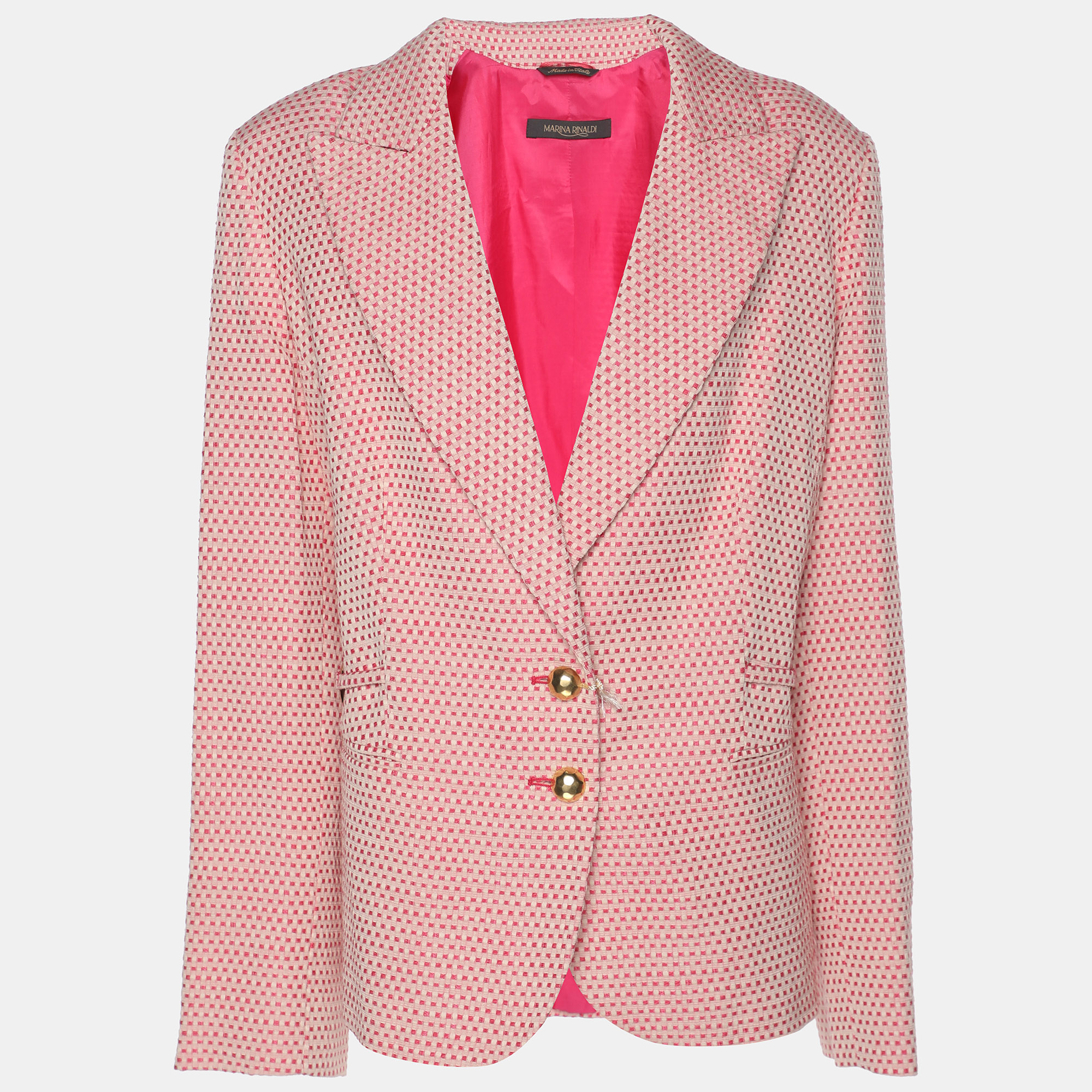 

Marina Rinaldi Pink Jacquard Check Pattern Single Breasted Blazer L