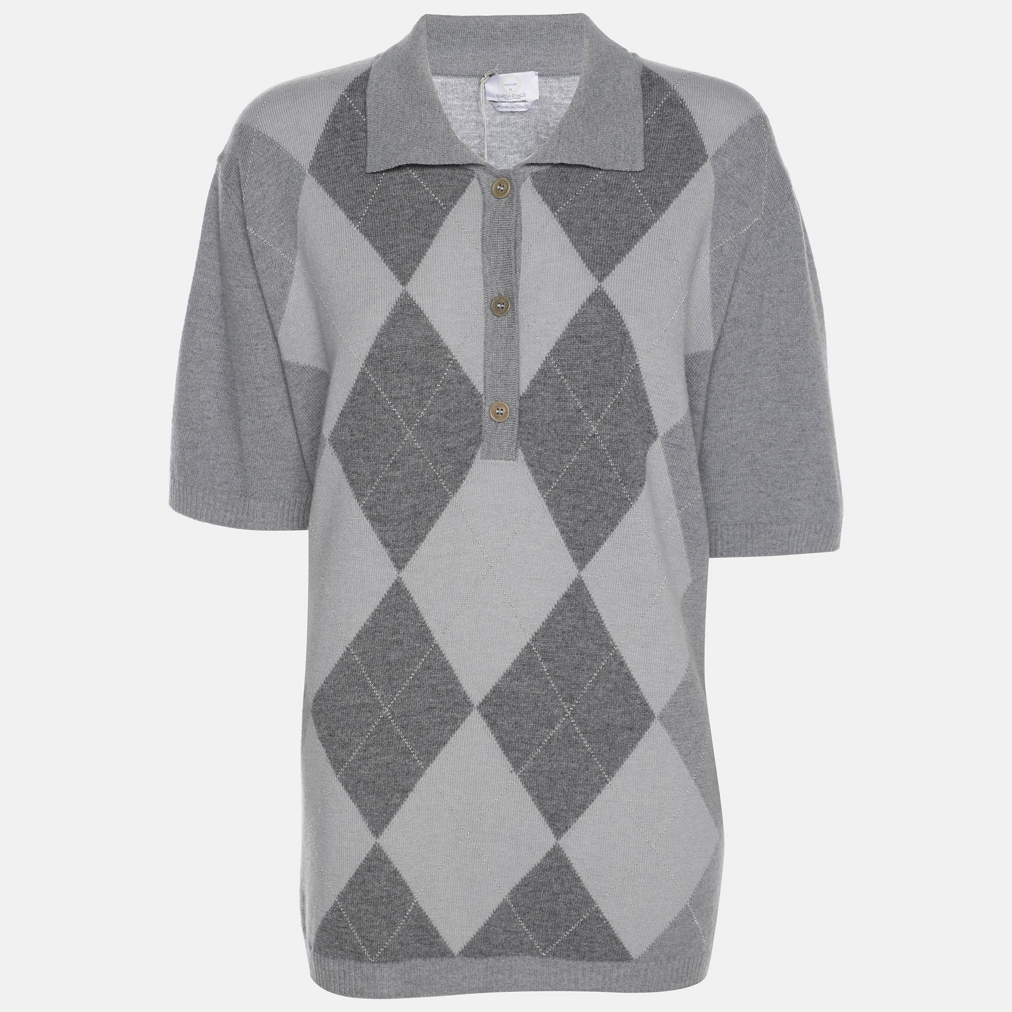 

Voyage by Marina Rinaldi Grey Wool Knit Polo T-Shirt L