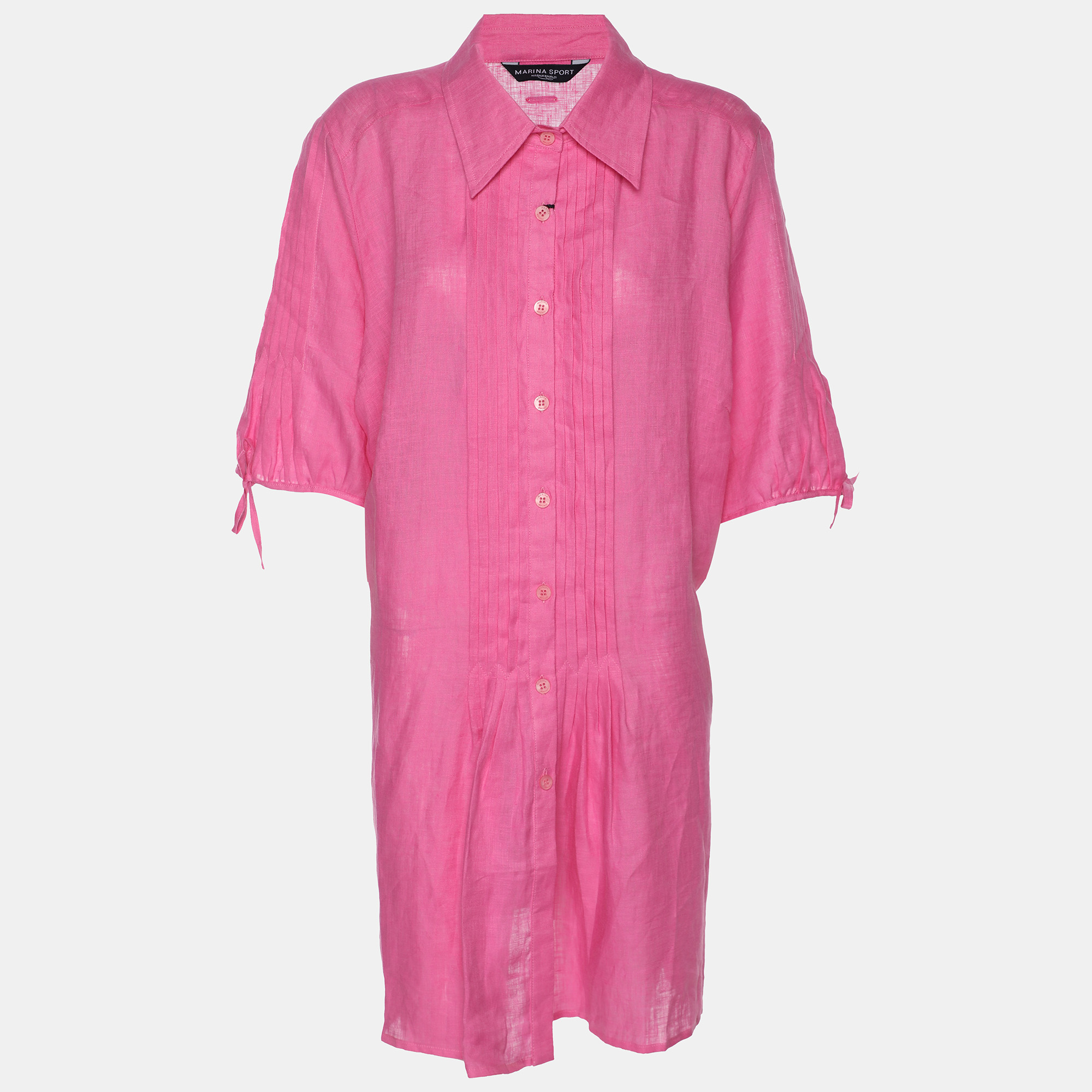 

Marina Sport by Marina Rinaldi Linen Pintuck Mini Dress L, Pink