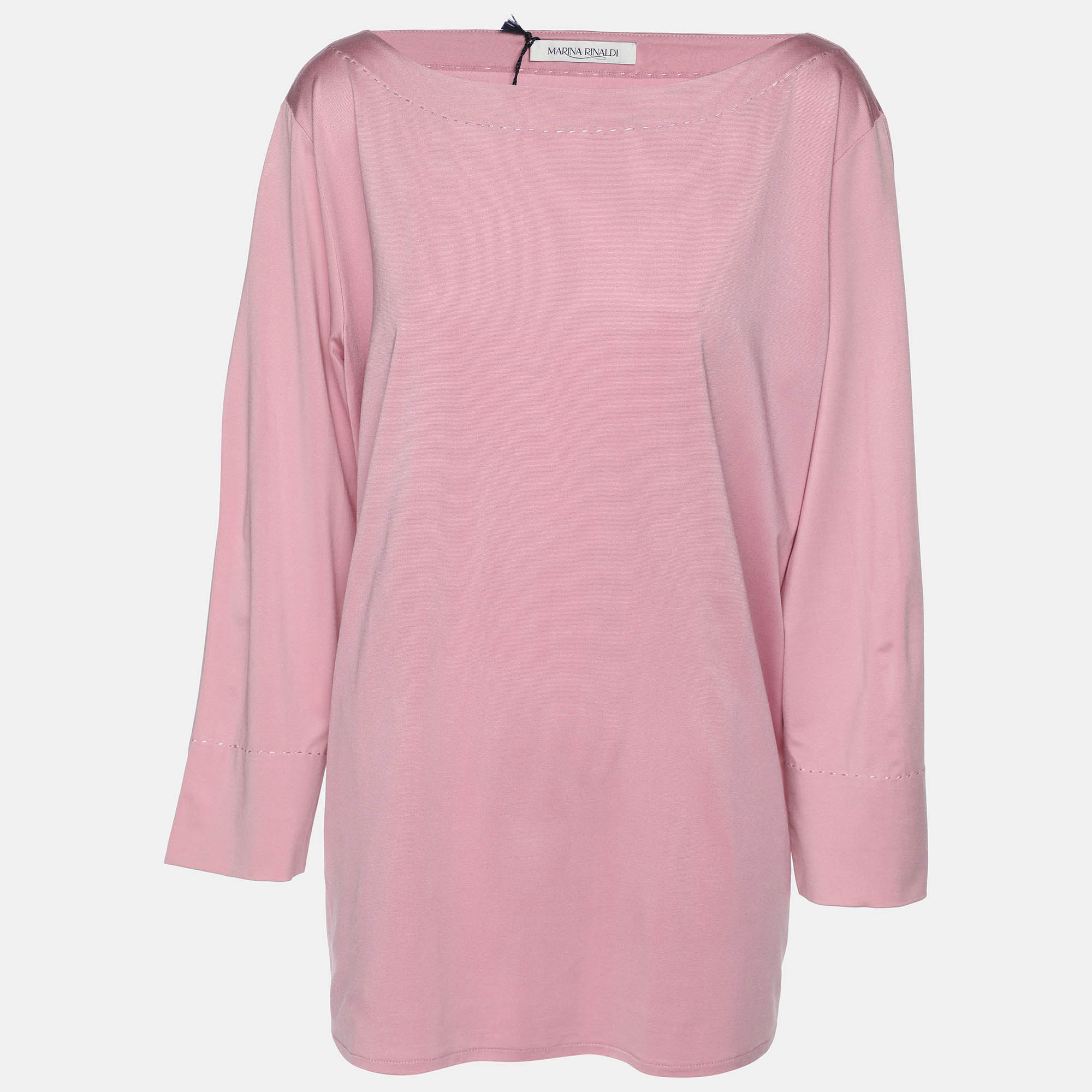 Pre-owned Marina Rinaldi Light Pink Jersey 3/4 Sleeve Tops L