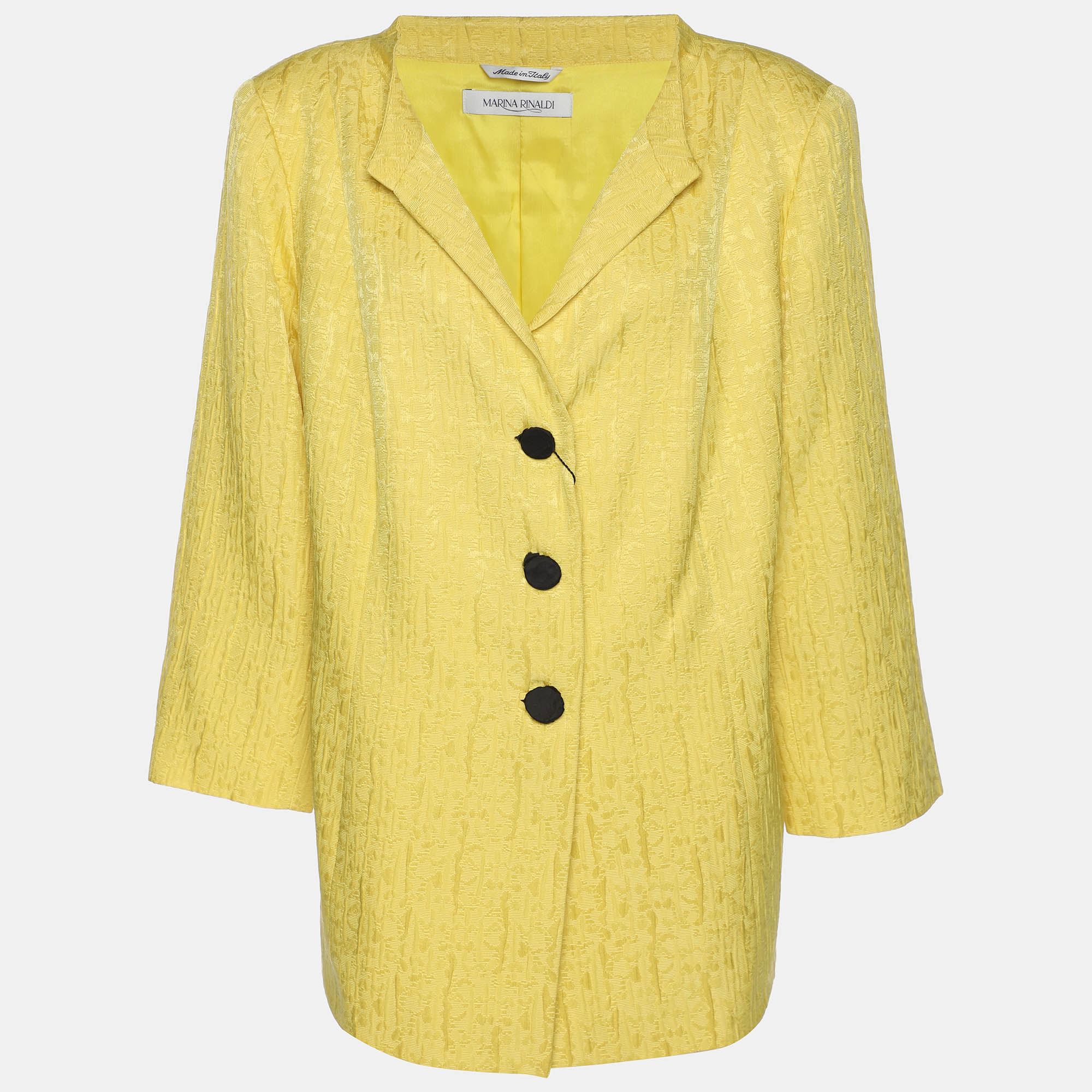 Pre-owned Marina Rinaldi Yellow Jacquard Blazer L