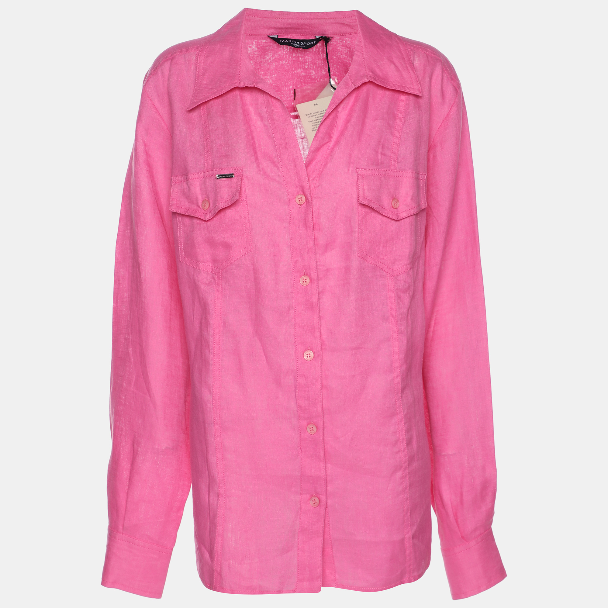 

Marina Sport by Marina Rinaldi Pink Linen Button Front Shirt L