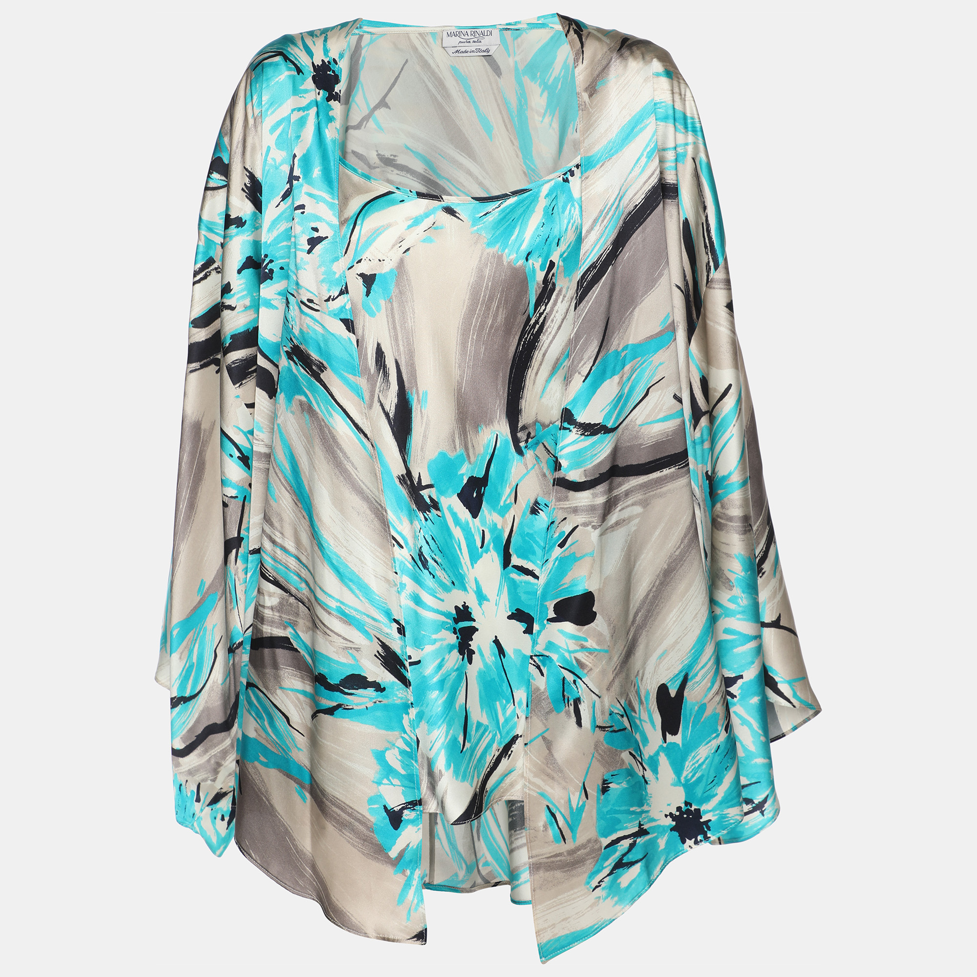 

Marina Rinaldi Multicolor Satin Set Blouse L, Blue