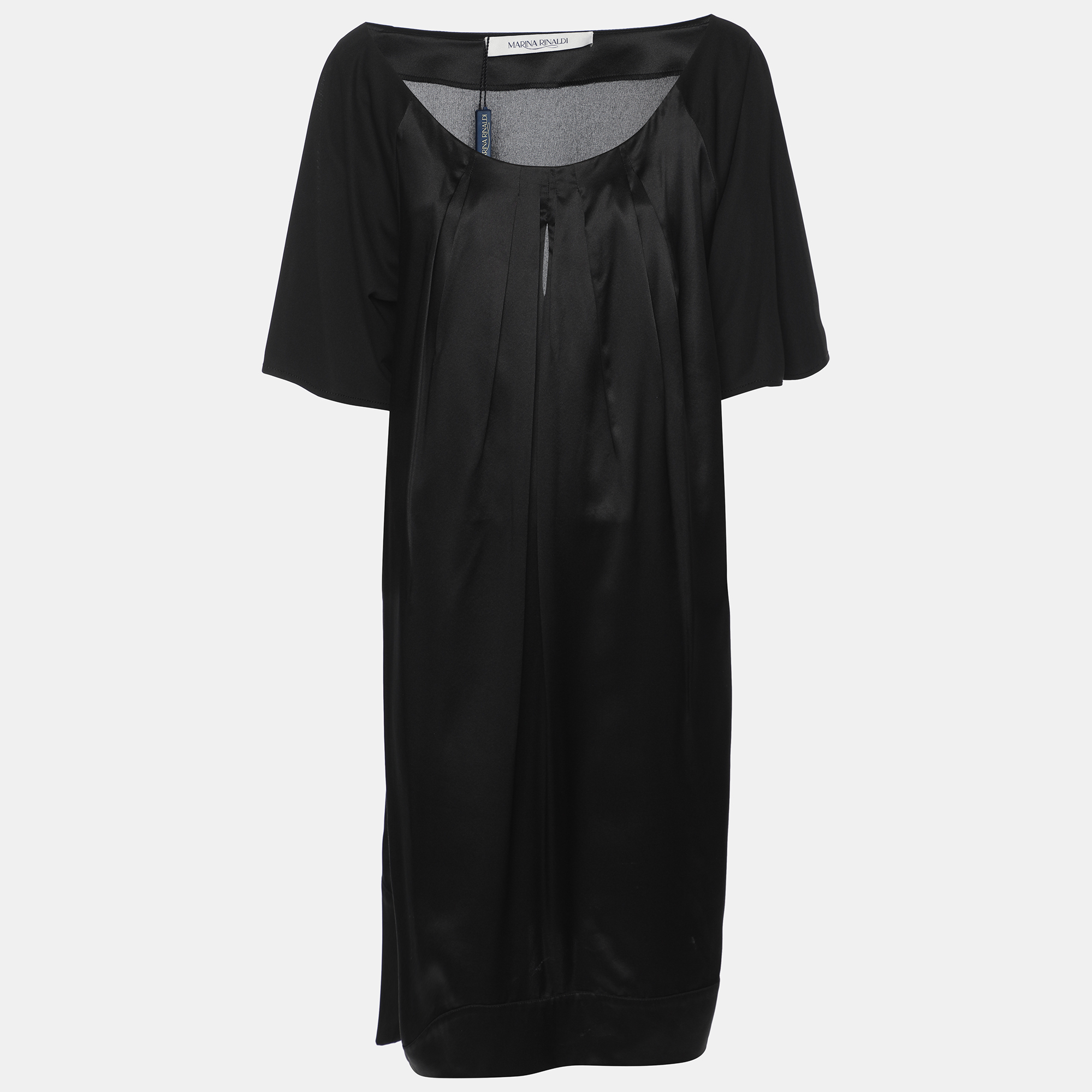 

Marina Rinaldi Black Satin Pleated Tops L