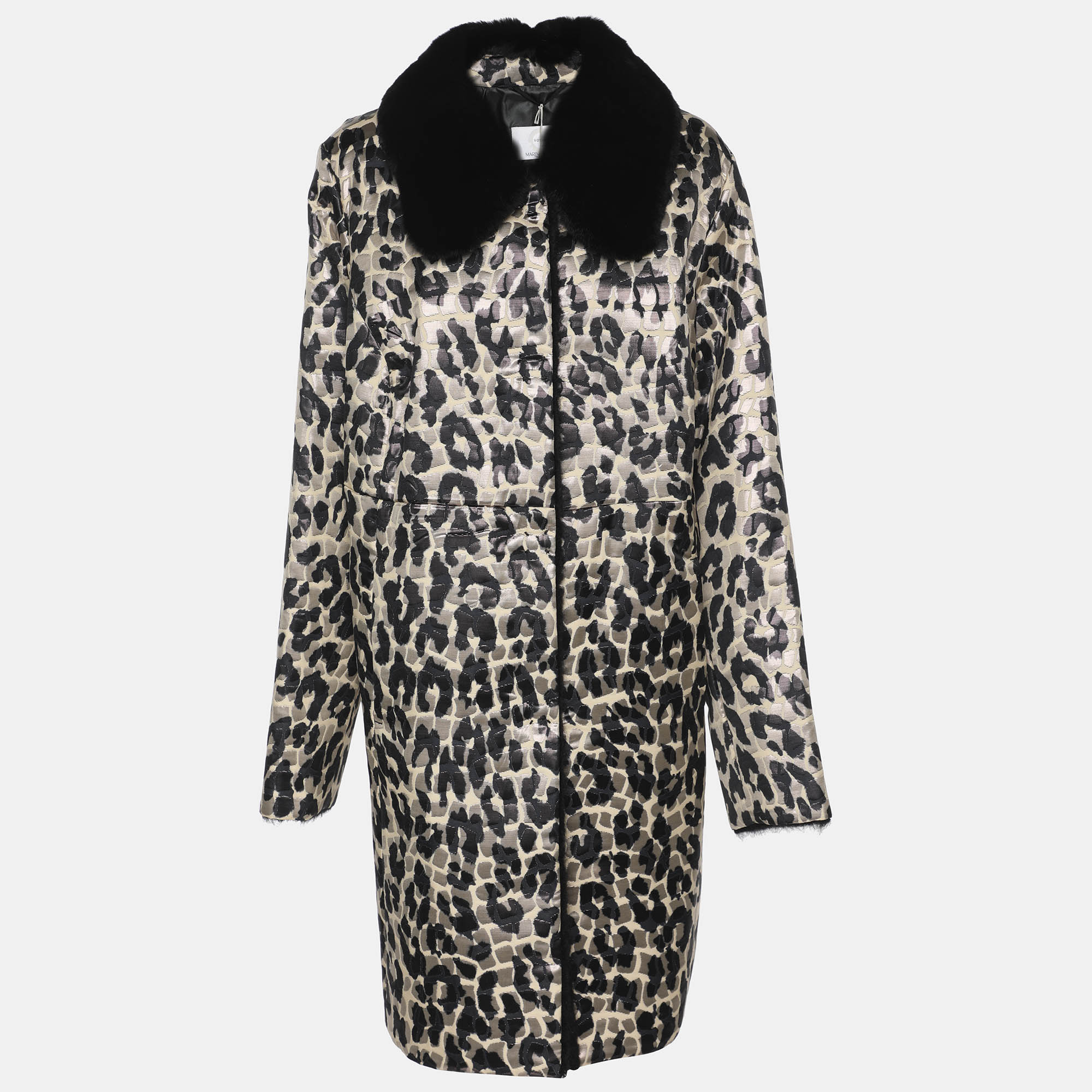 Pre-owned Marina Rinaldi Voyage By Multicolor Animal Print Jacquard Fur Jacket L