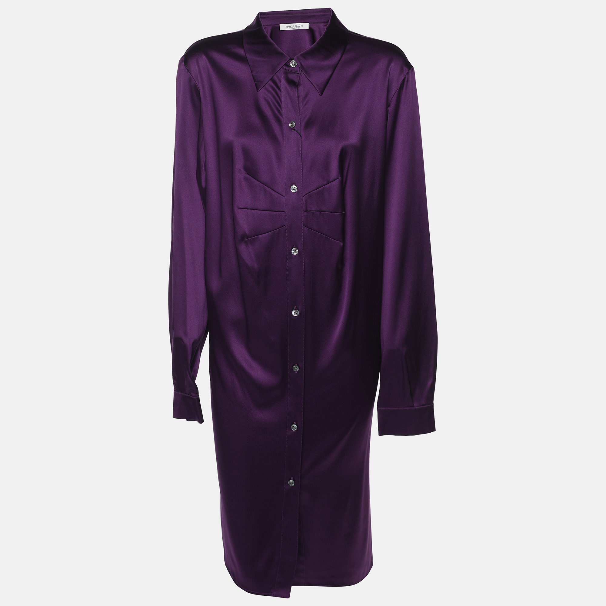 Marina Rinaldi Purple Stretch Silk Long Sleeve Long Shirt L