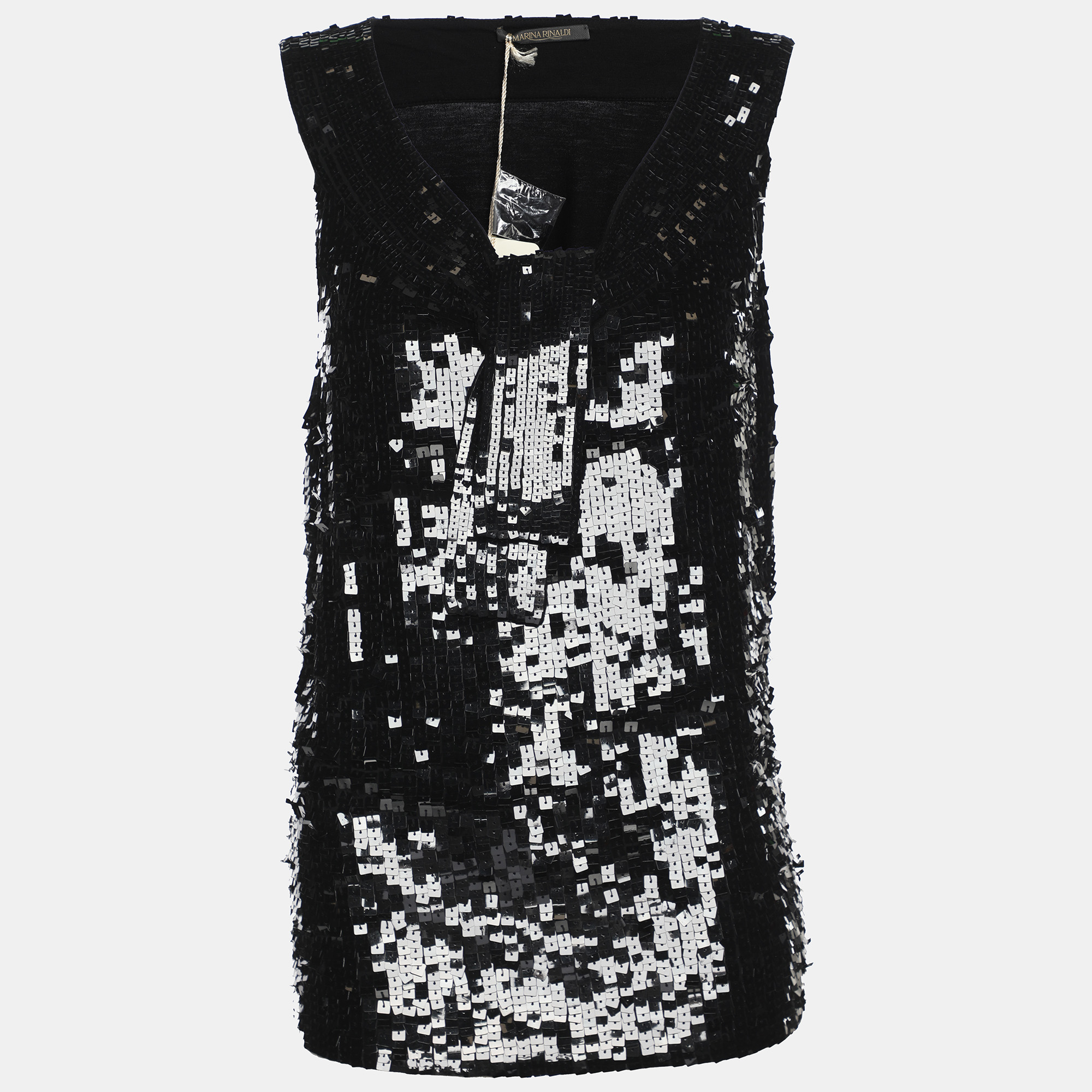 

Marina Rinaldi Black Jersey Sequin Tank Top L