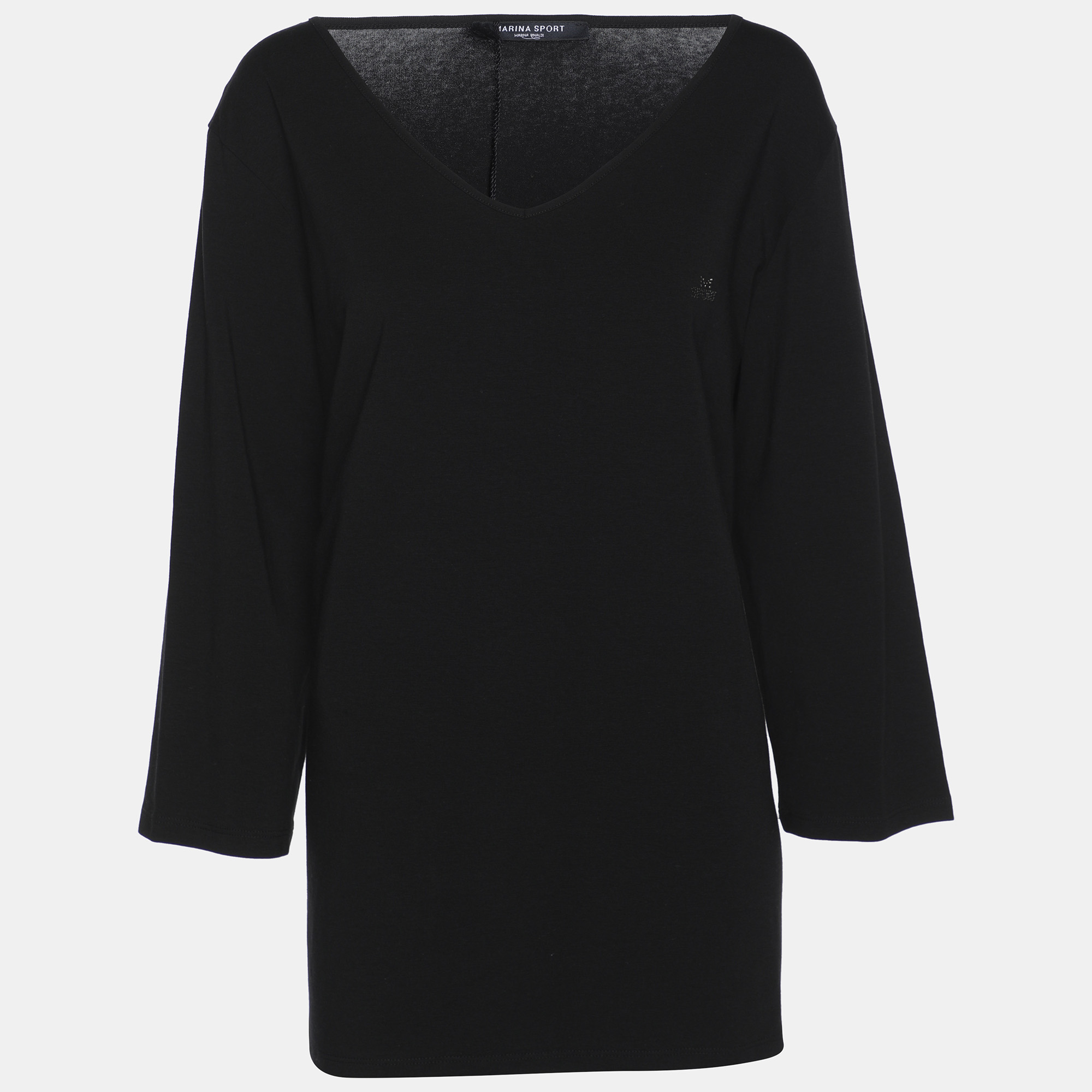 

Marina Sport by Marina Rinaldi Black Jersey Logo T-Shirt L