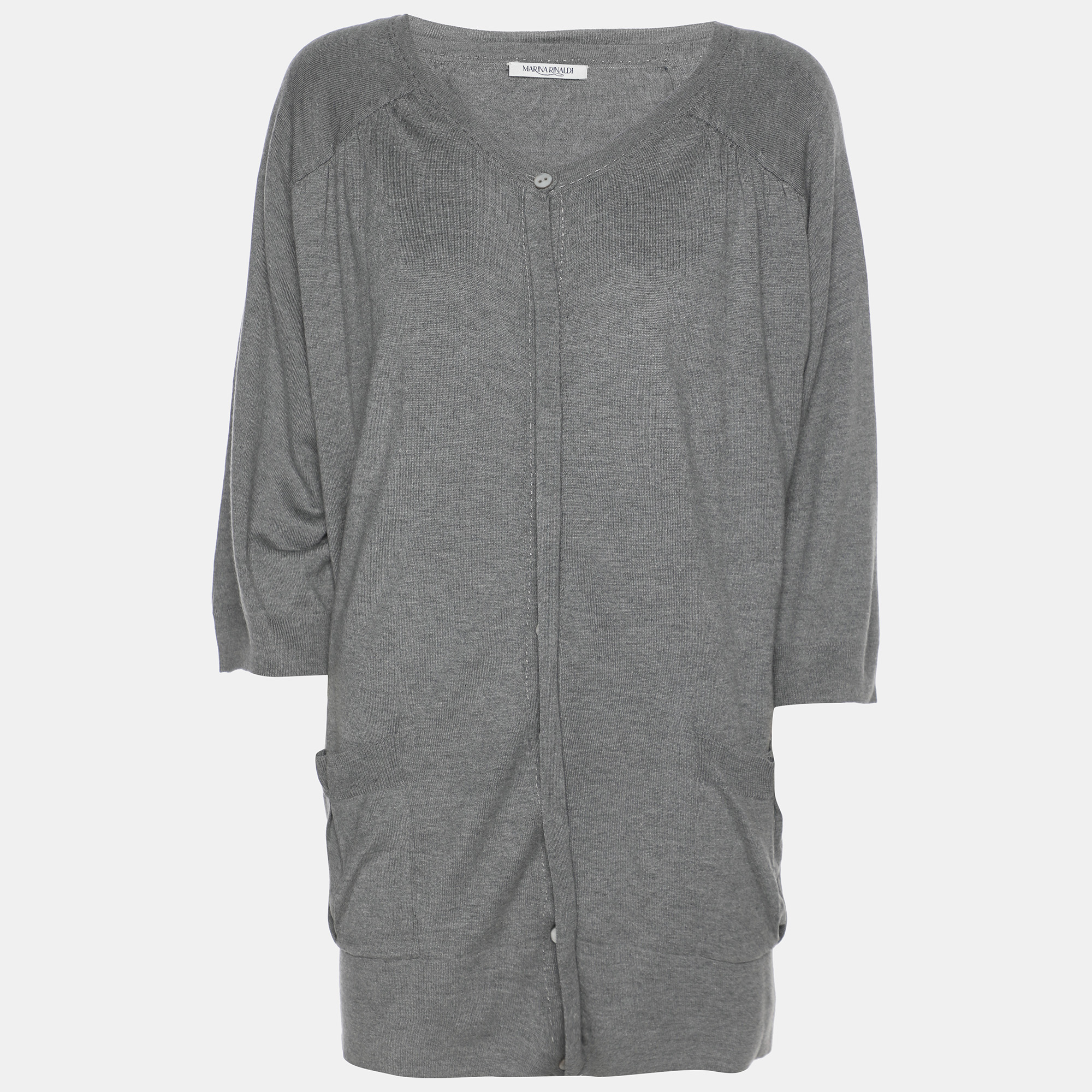 

Marina Rinaldi Grey Knit Button Front Sweater XL