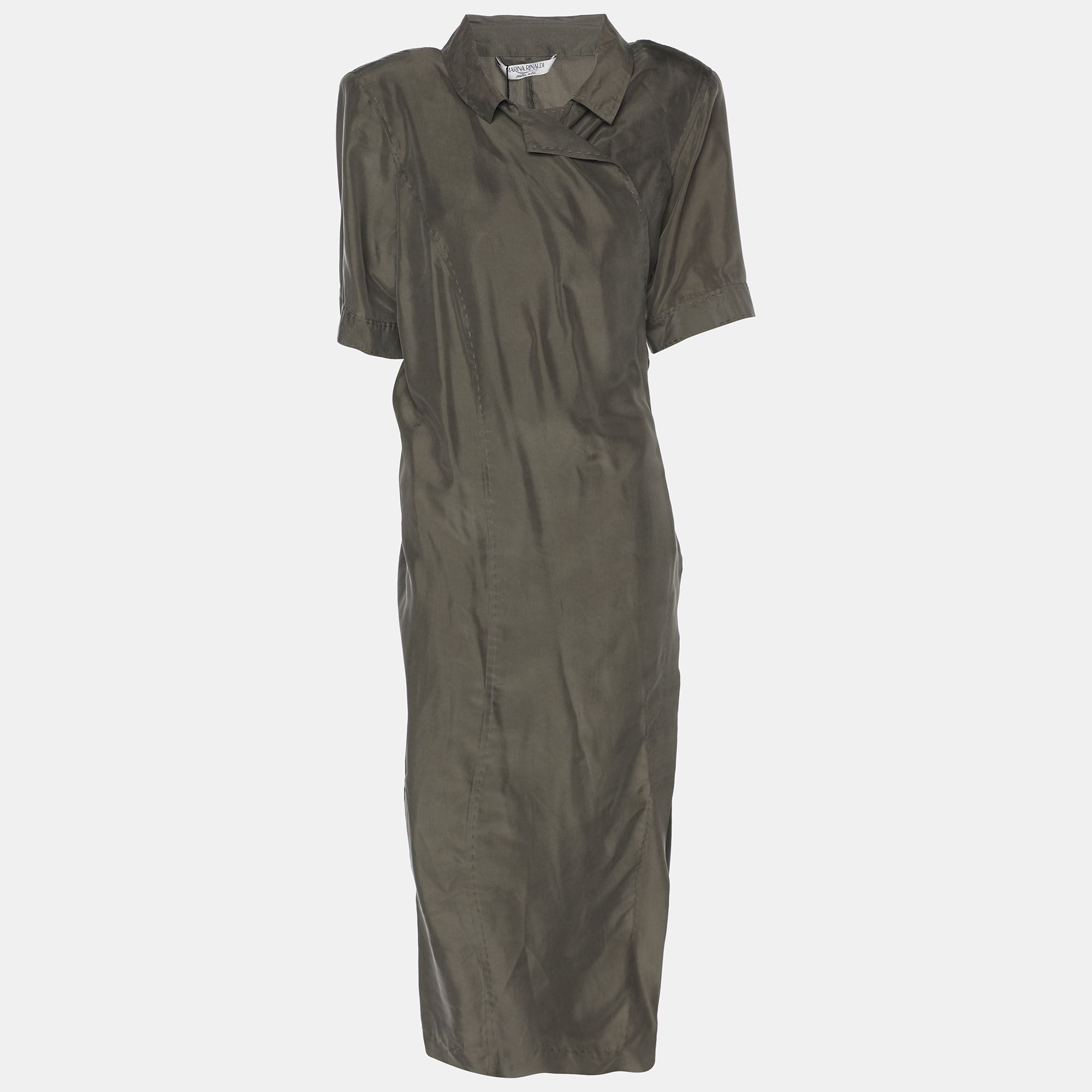 

Marina Rinaldi Green Satin Wrap Around Midi Dress L