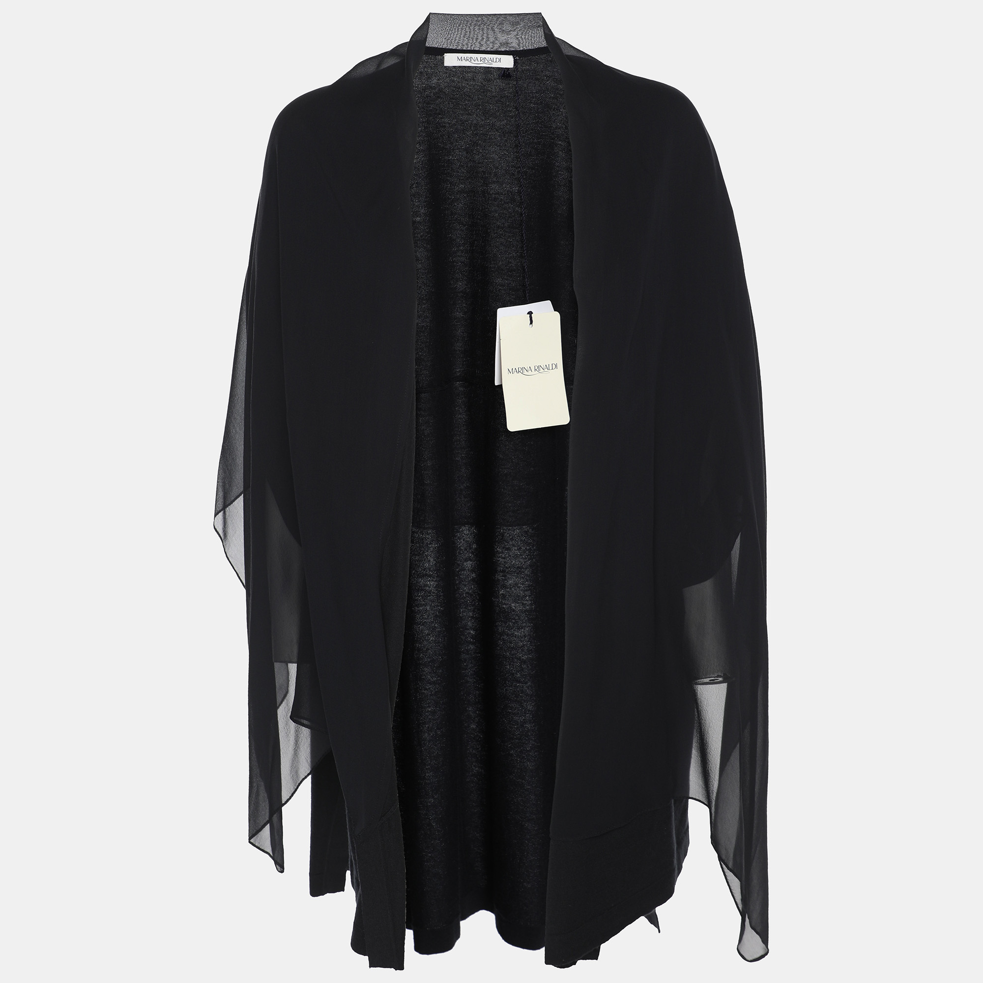 

Marina Rinaldi Black Jersey/Chiffon Twinset Cardigan L
