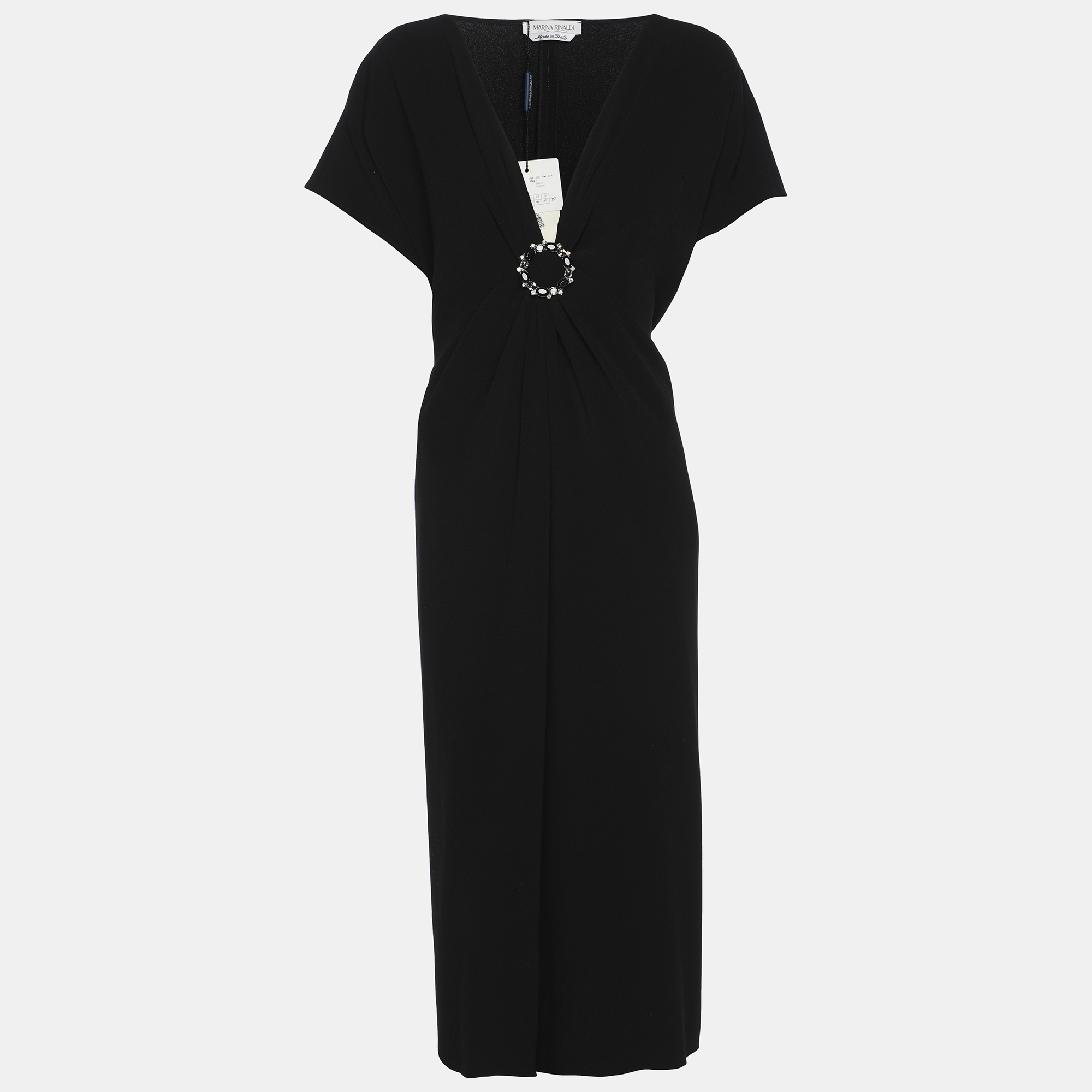 

Marina Rinaldi Black Crepe Embellished Dress L