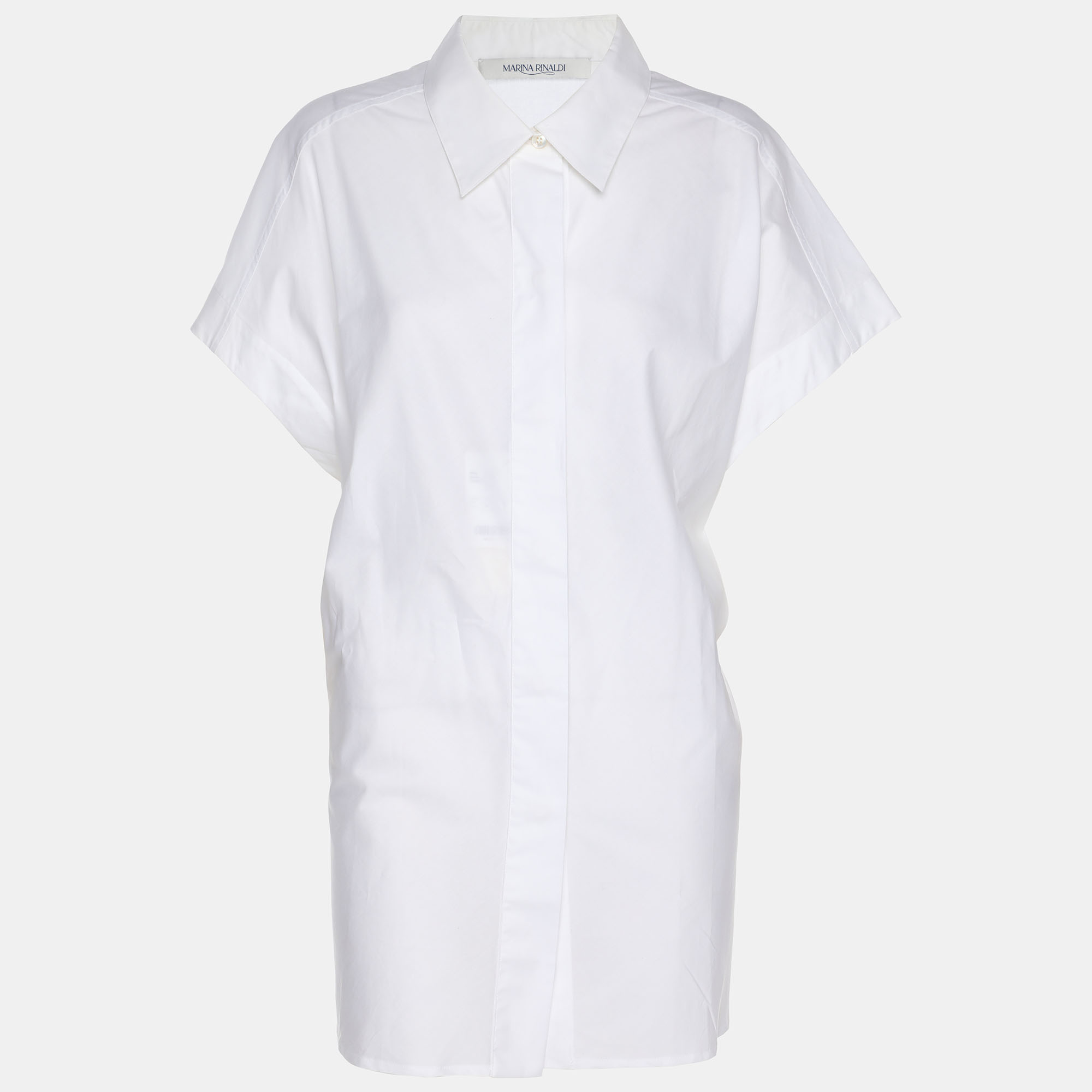 

Marina Rinaldi White Cotton Button Front Sleeveless Shirt M