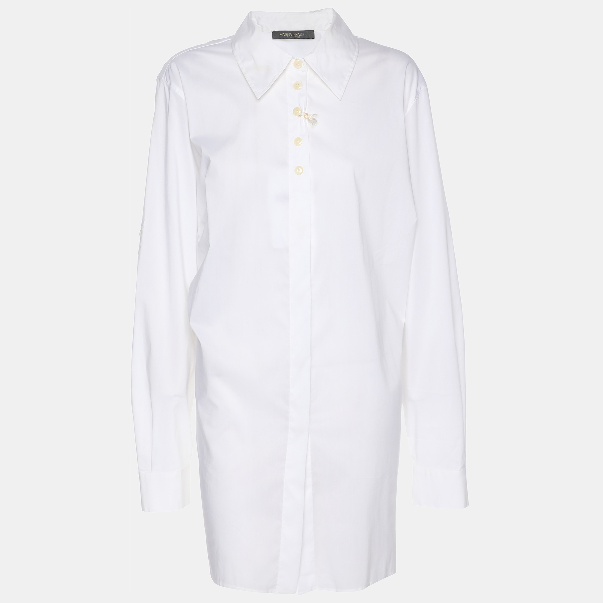 

Marina Rinaldi White Cotton Button Front Long Shirt L