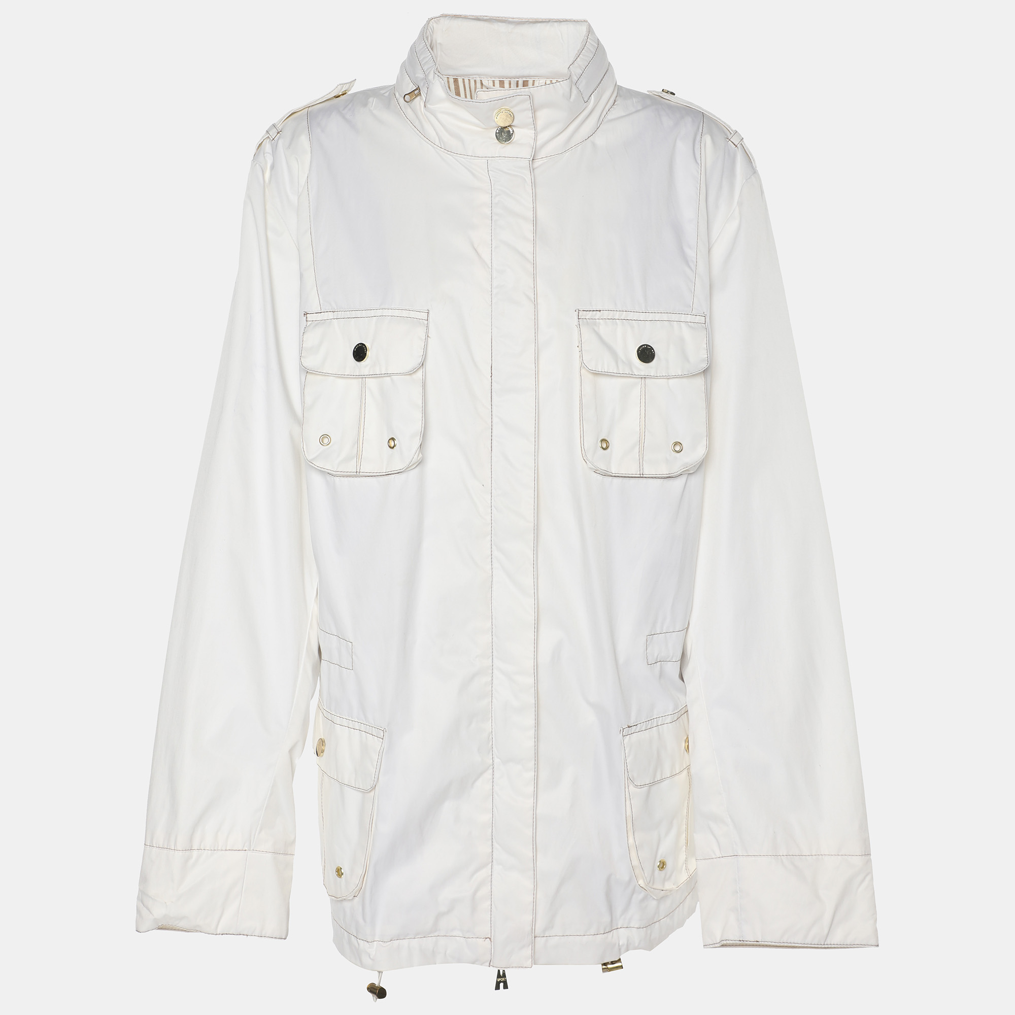 

Marina Sport by Marina Rinaldi White Nylon Blend Zip Jackets L, Cream