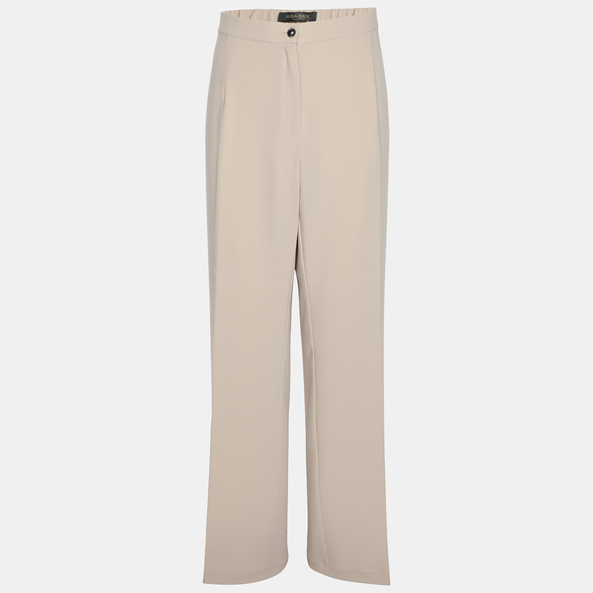 Pre-owned Marina Rinaldi Beige Jersey Trousers L In Sand