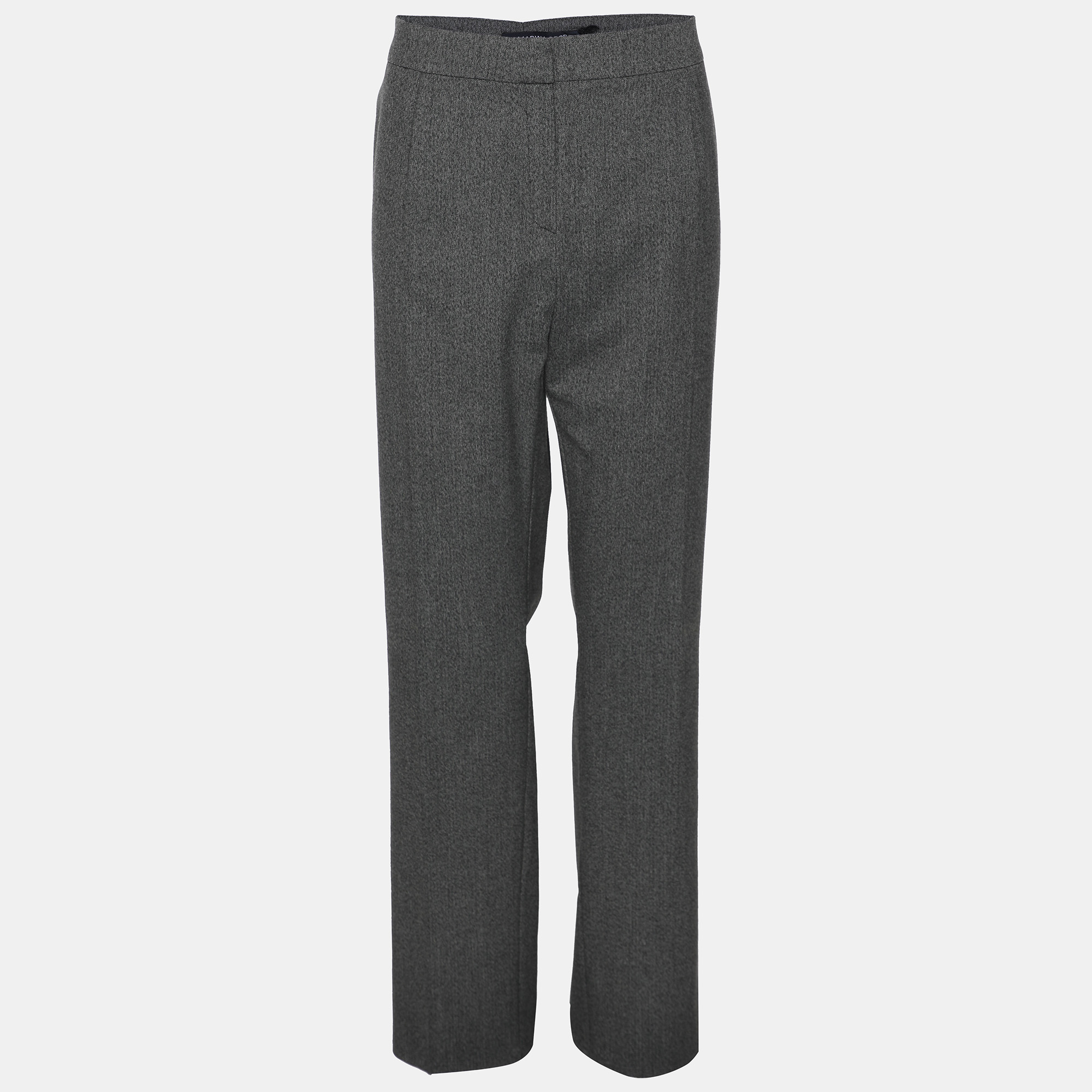 Pre-owned Marina Rinaldi Marina Sport By Grey Wool Blend Trousers L In Gray