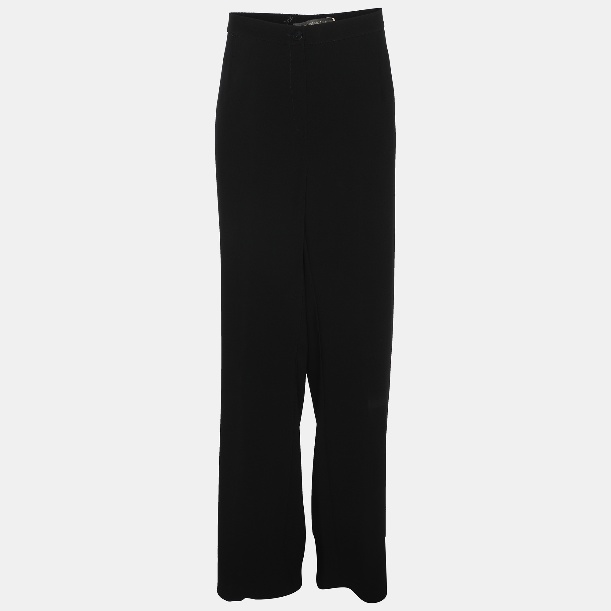 Pre-owned Marina Rinaldi Black Crepe Trousers L