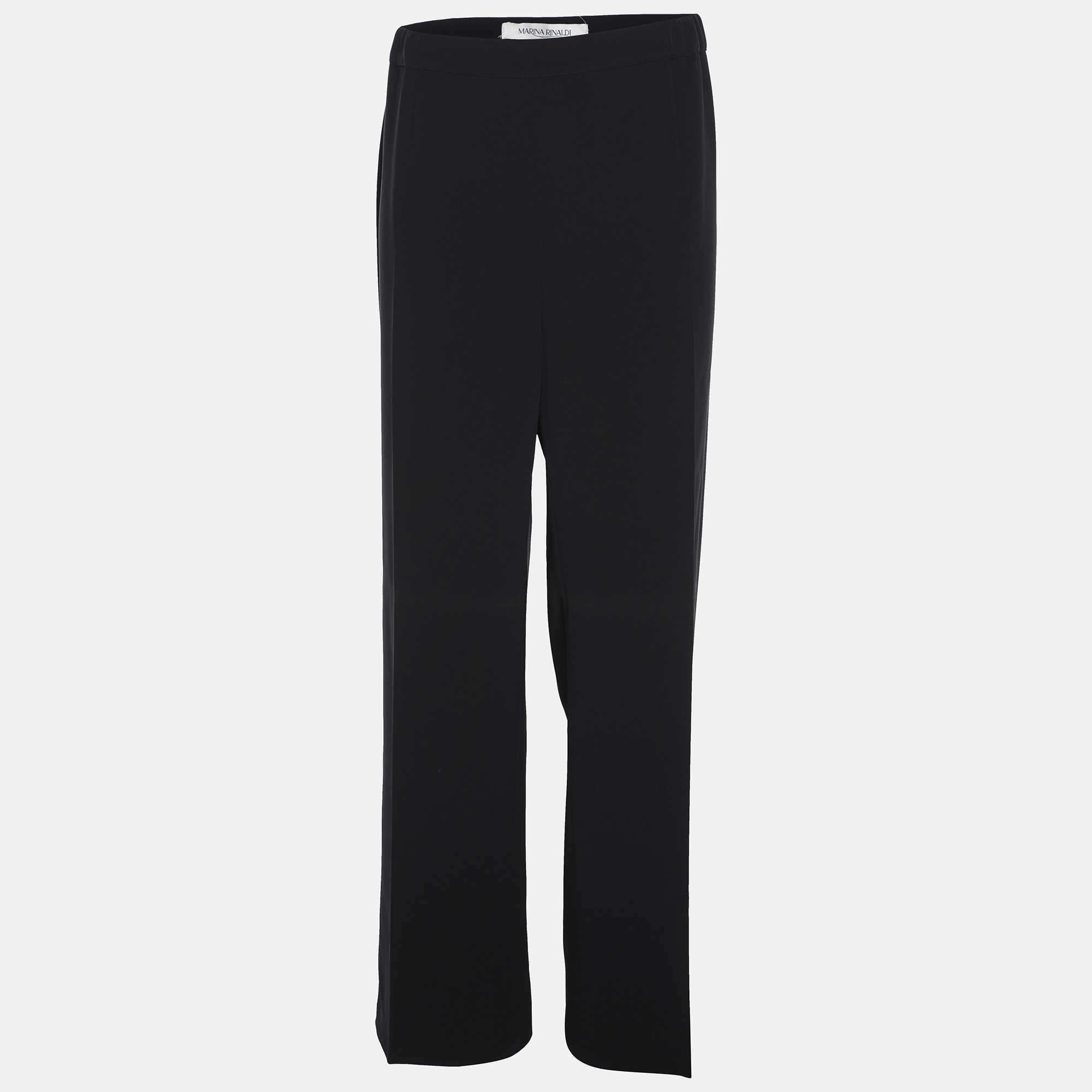 Pre-owned Marina Rinaldi Navy Blue Crepe Trousers L