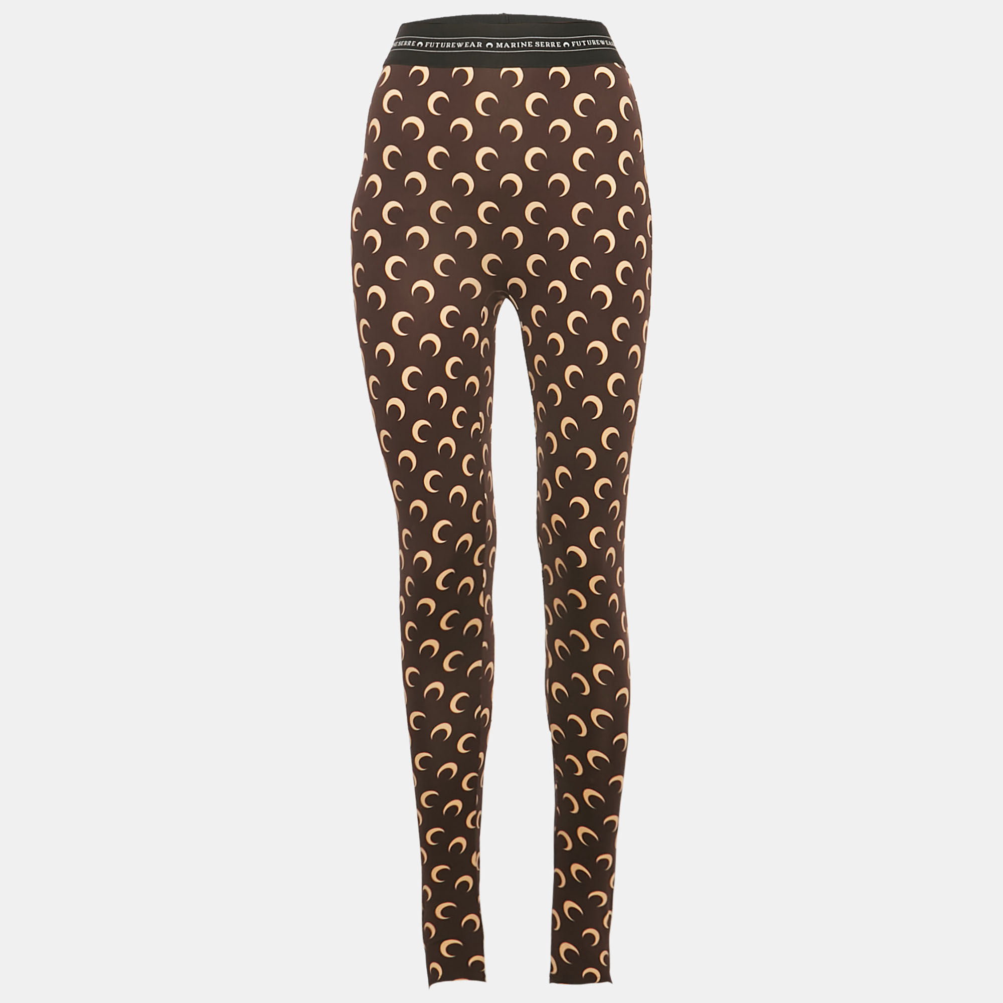 

Marine Serre Brown Moon Print Jersey Stirrup Leggings S